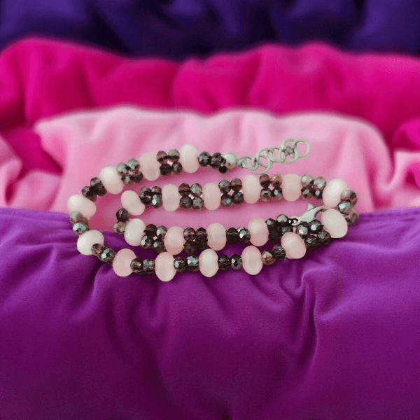 Kristal Pembe Boncuk Halhal