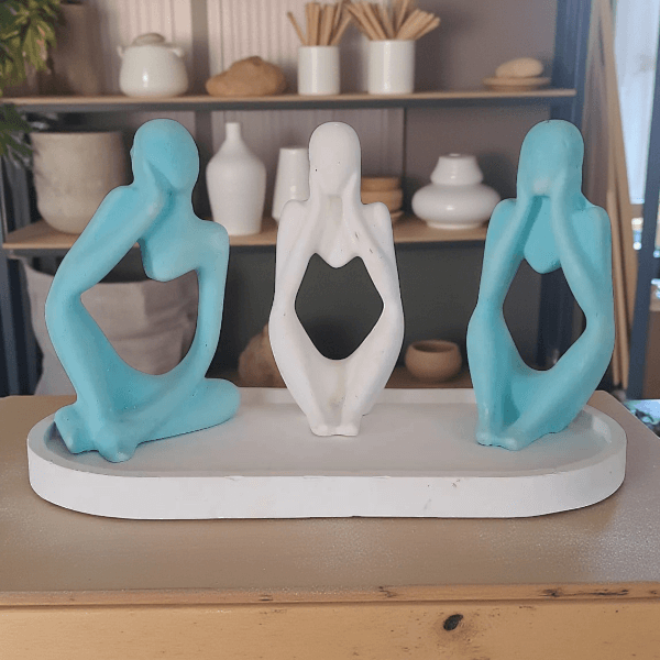 Modern Üçlü Figürlü Dekoratif Obje | Minimalist Ev ve Ofis Aksesuarları