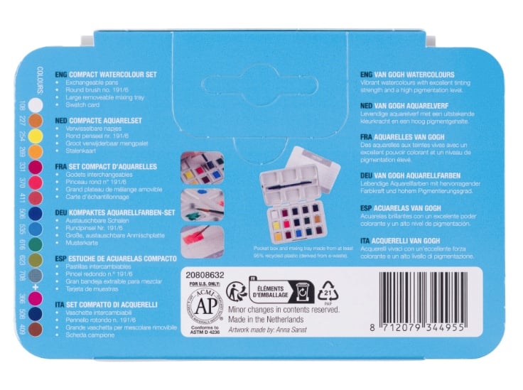 Van Gogh Suluboya 12 Renk 3 Renk ve Fırça hediye