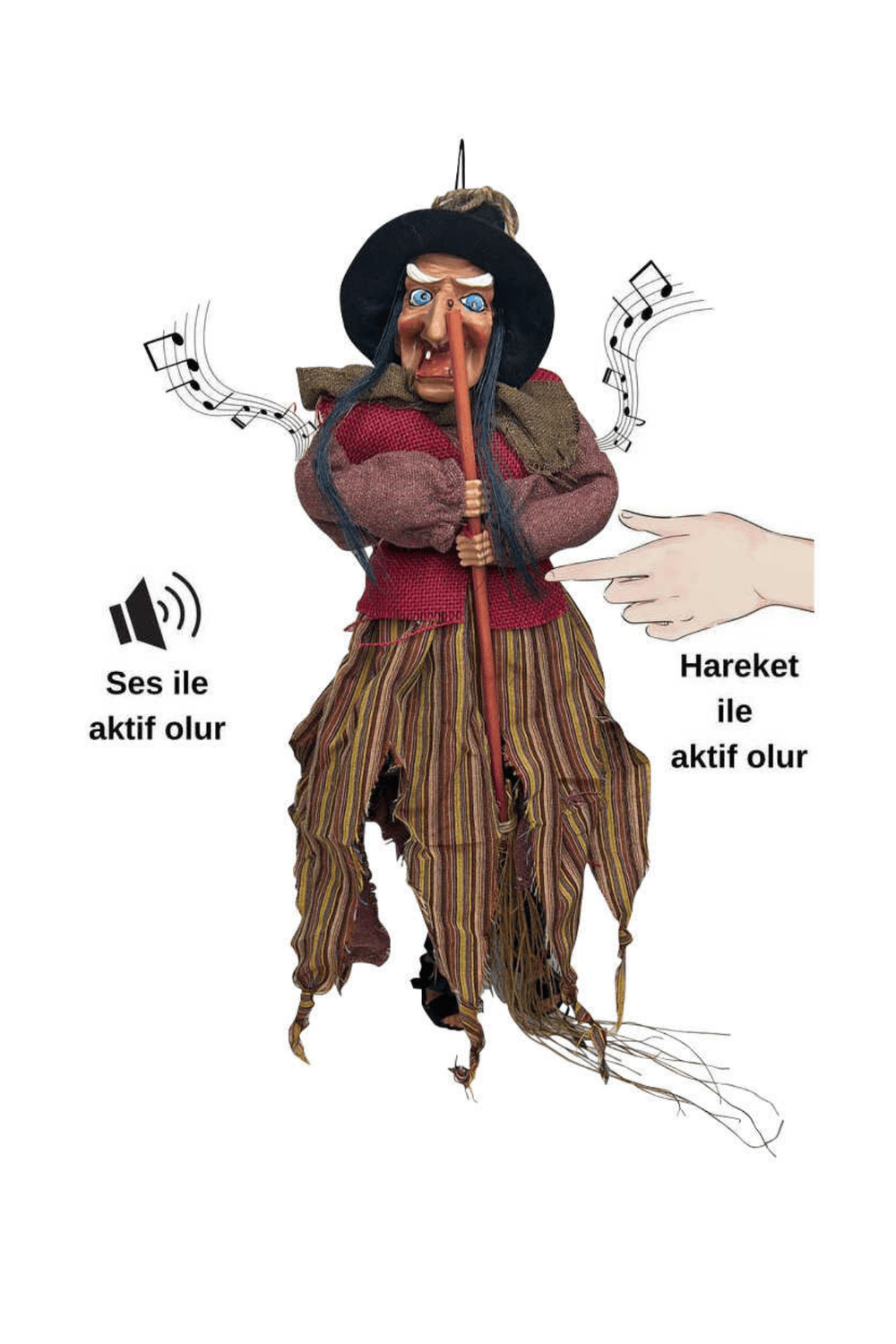 Halloween Askılı Cadı Süs Bordo 