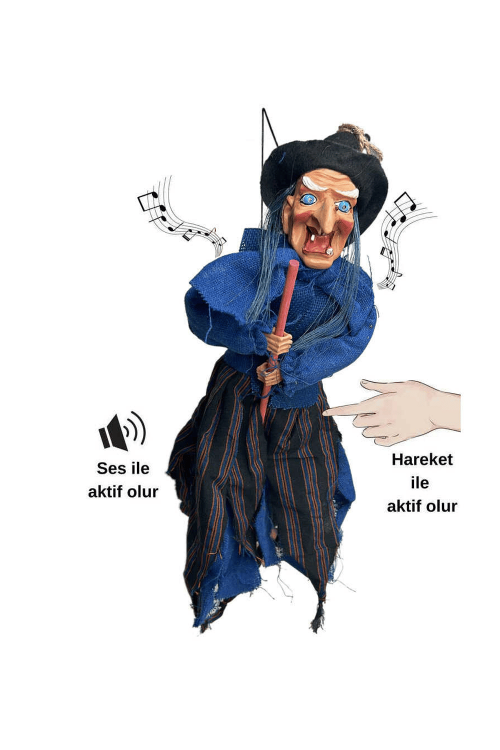 Halloween Askılı Cadı Süs Mavi 