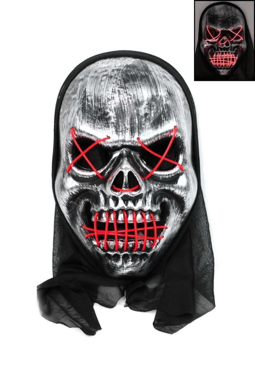 Halloween Işıklı Astarlı Kurukafa Maske Kırmızı 