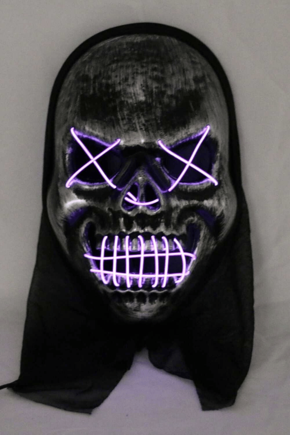 Halloween Işıklı Astarlı Kurukafa Maske Mor