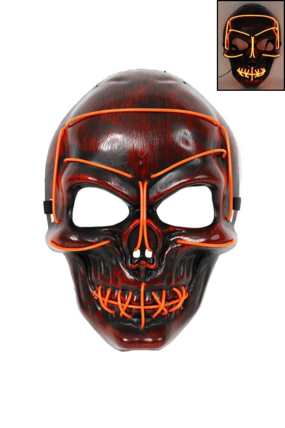 Halloween Işıklı Astarlı Kurukafa Maske Turuncu 