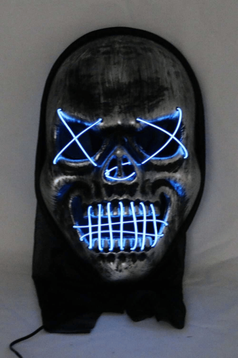 Halloween Işıklı Astarlı Kurukafa Maske Mavi