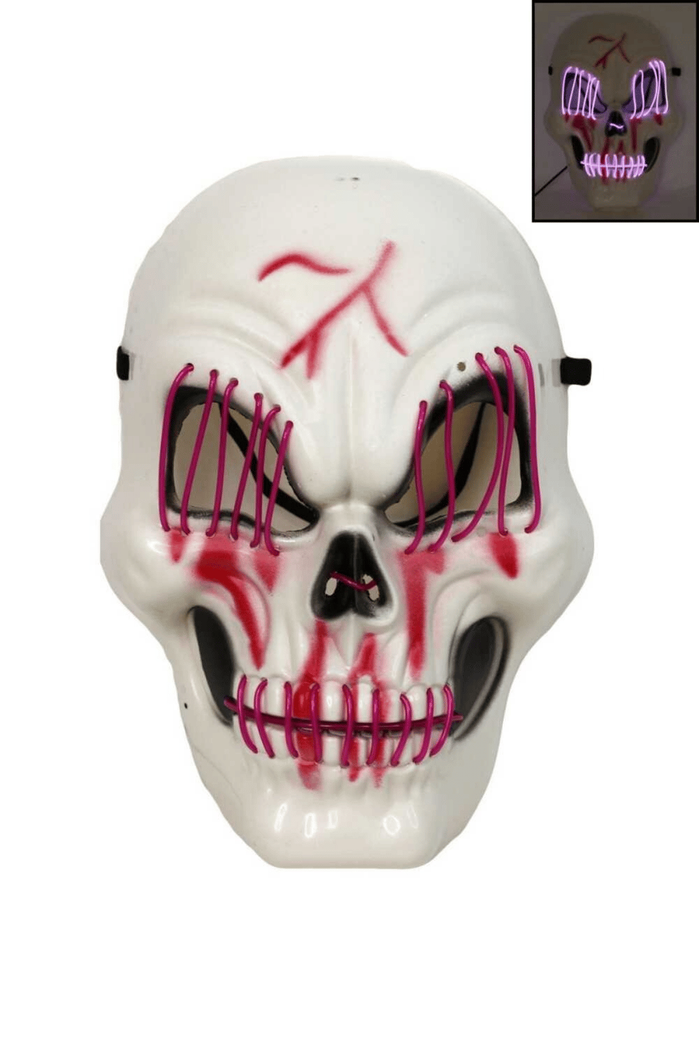 Halloween Işıklı Beyaz Kurukafa Maske Mor