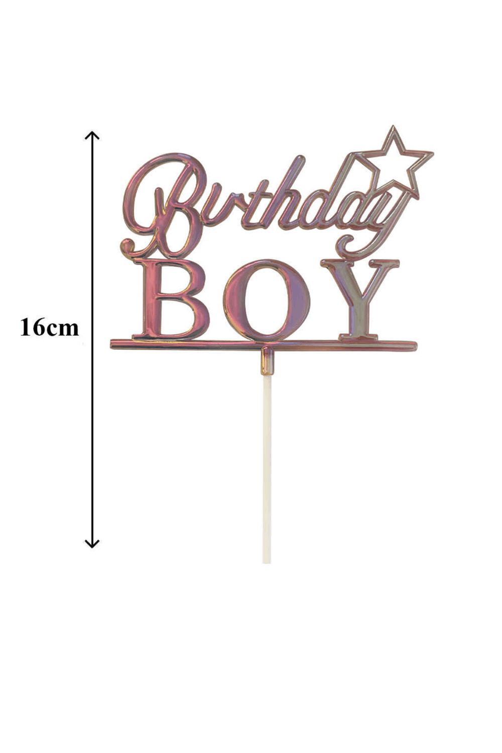 Pasta Çubuk Süs Brithday Boy Fosforlu İnci Pembe 