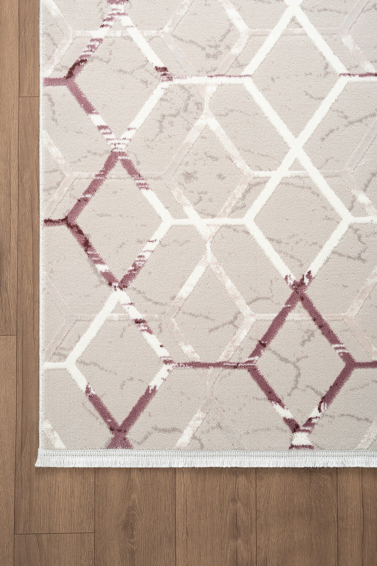 Armada AD001L Akrilik Gri Halı Lila Geometrik Detaylı