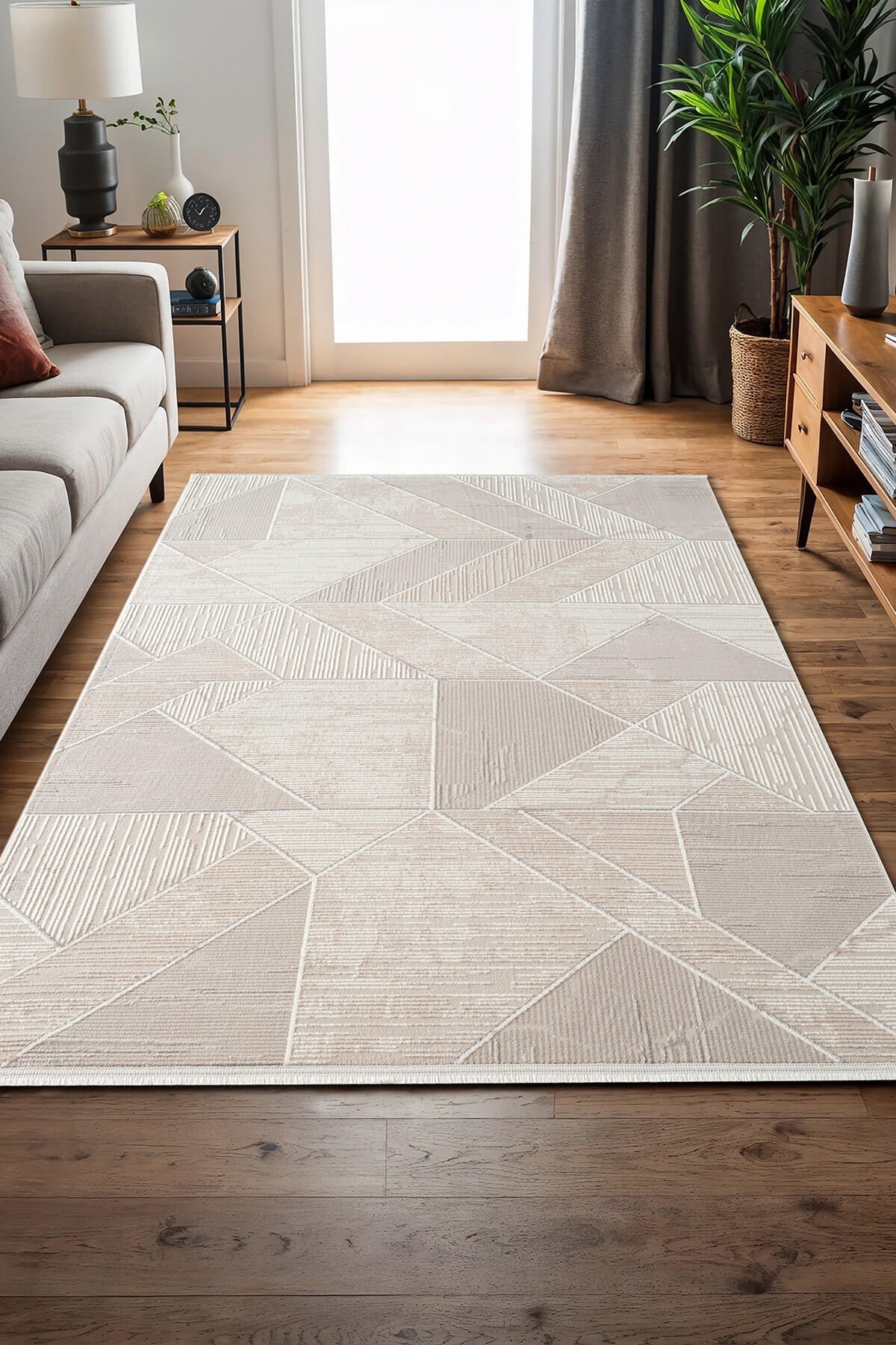 Armada AD003G Akrilik Gri Halı Modern Geometrik Detaylı