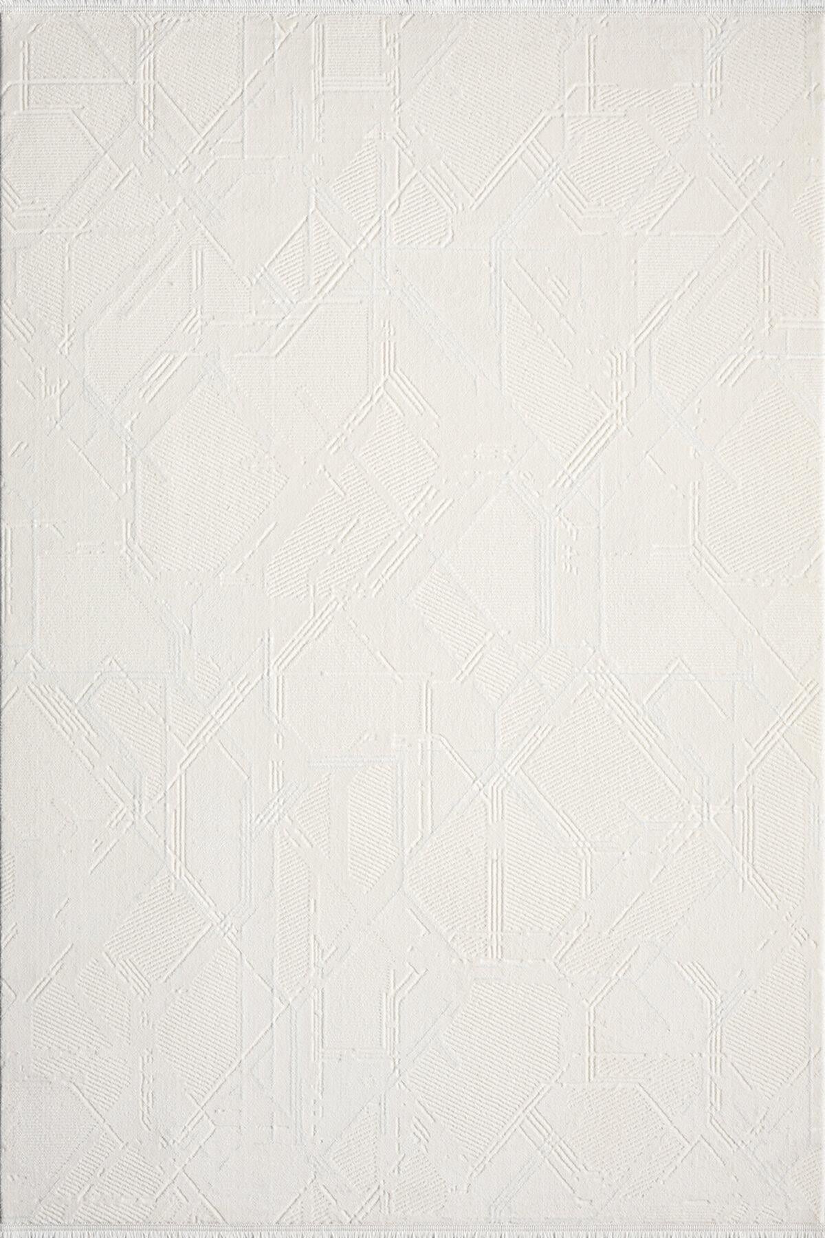 Armony Ar011a Beyaz Halı Modern Desenli Akrilik Pamuk Taban