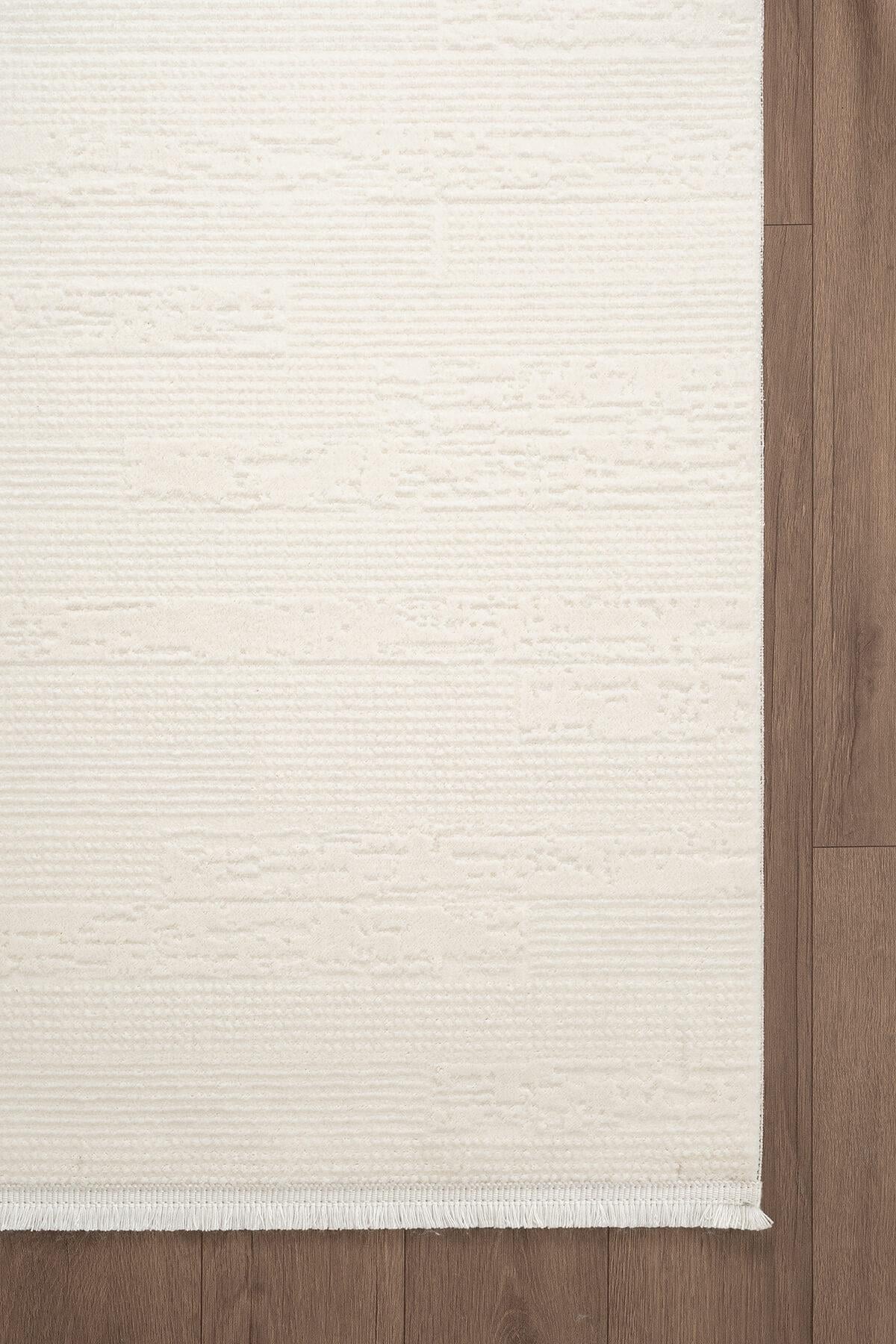 Armony Ar013w Beyaz Halı Modern Desenli Akrilik Pamuk Taban