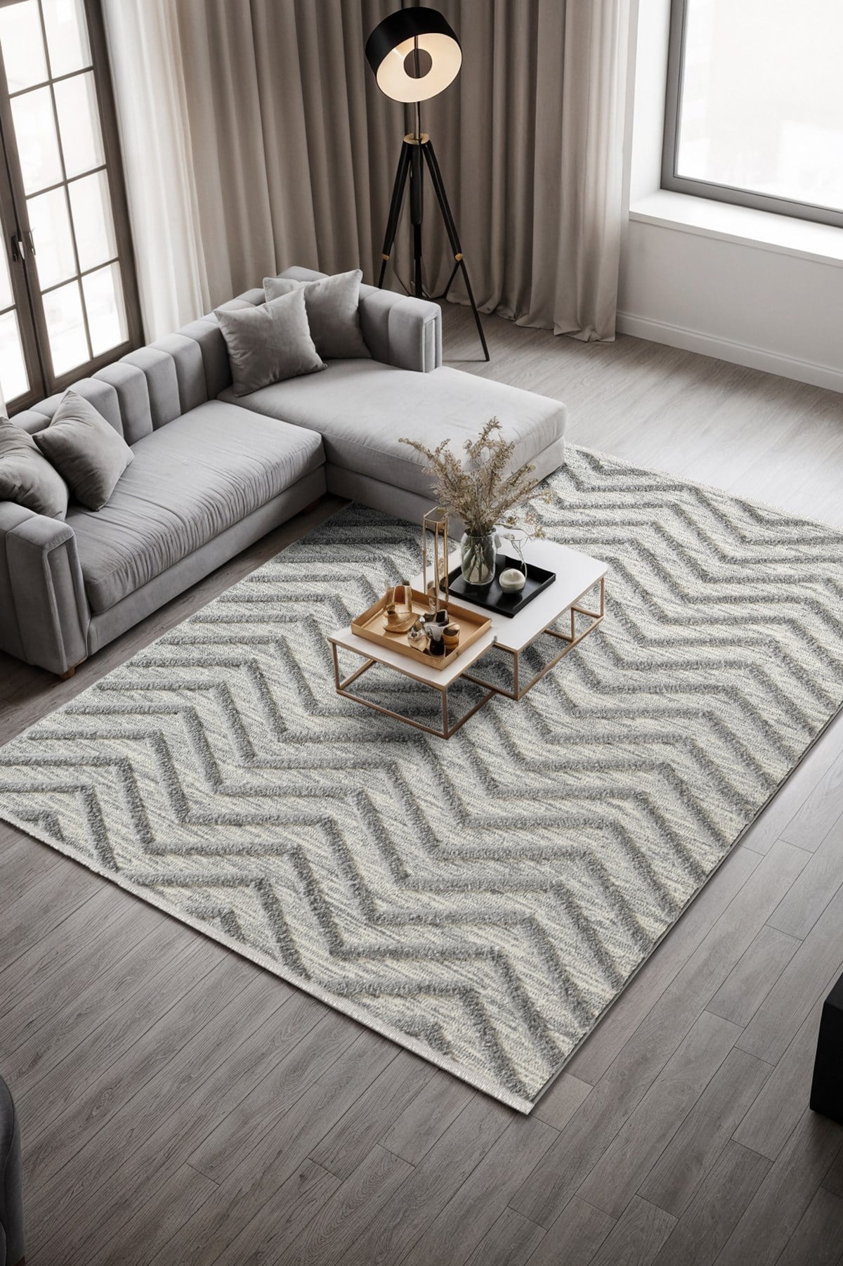 Arta CT011A Gri Halı Dekoratif Sisal Yumuşak Bukleli Tozsuz Salon Halısı Yatak Odası Iskandinav