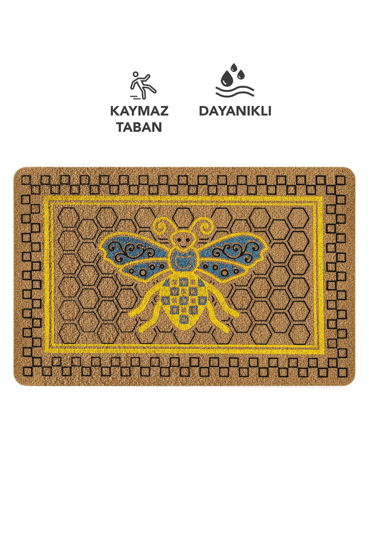 Coco Entry PS027A Renkli Arı Desen Kalın Kaymaz Taban Paspas