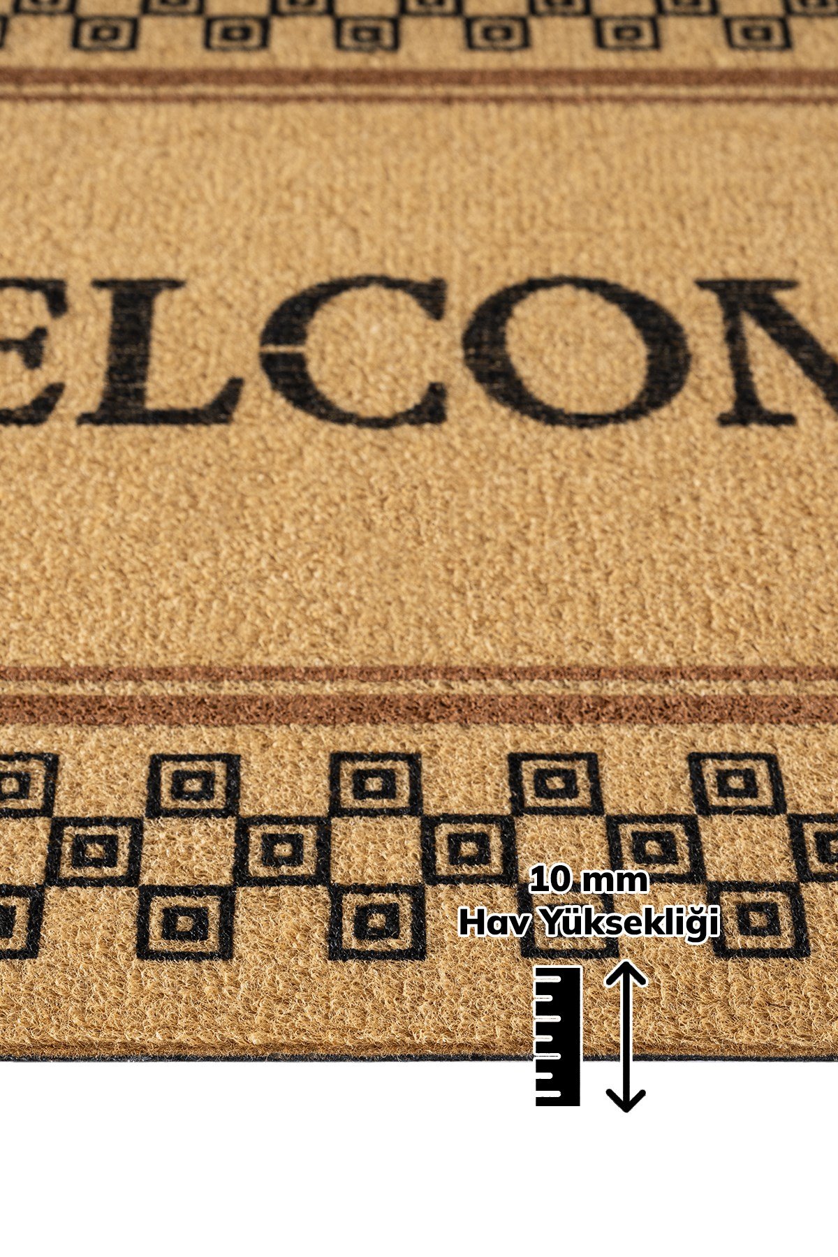 Coco Entry PS029A Damalı Çerçeve Welcome Desen Kalın Kaymaz Taban Paspas