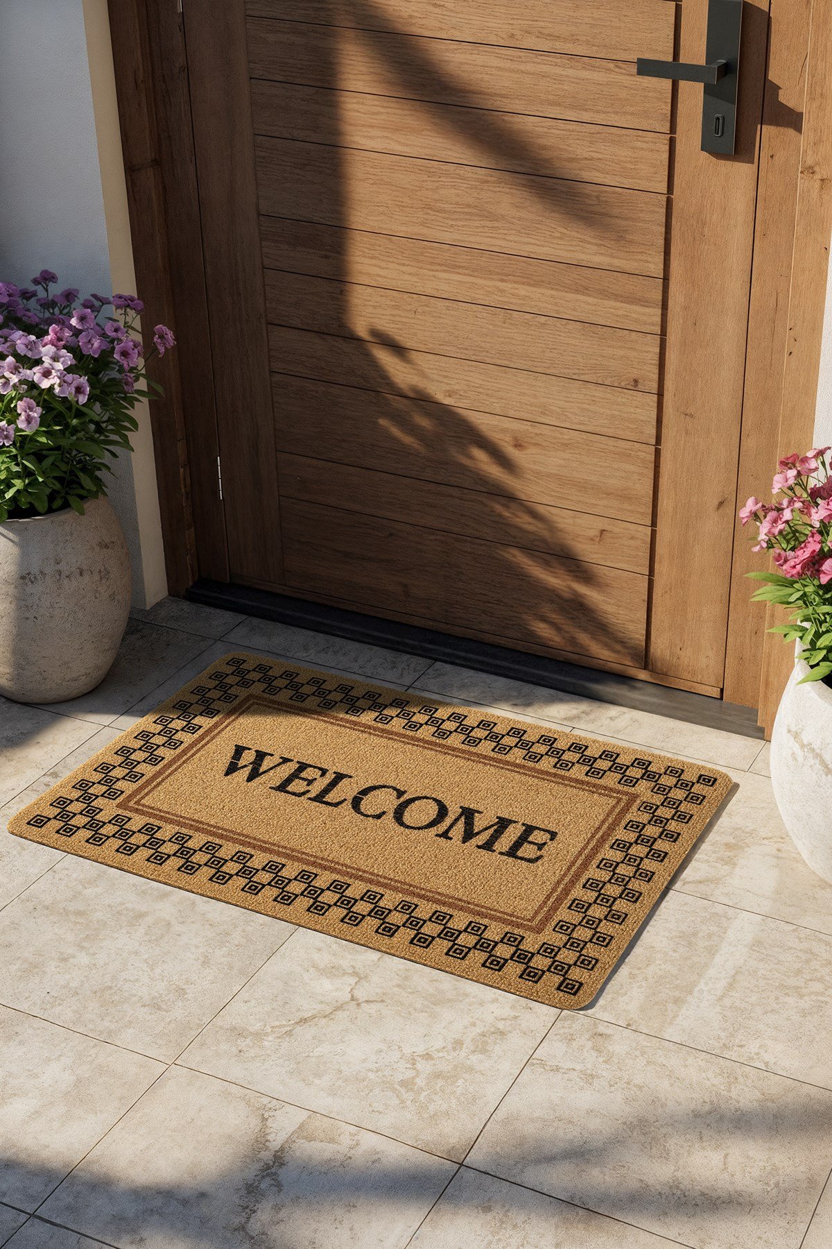 Coco Entry PS029A Damalı Çerçeve Welcome Desen Kalın Kaymaz Taban Paspas