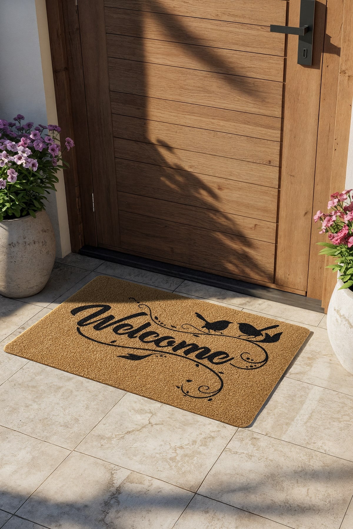 Coco Entry PS30A Welcome Kuş Desenli Kalın Kaymaz Taban Paspas