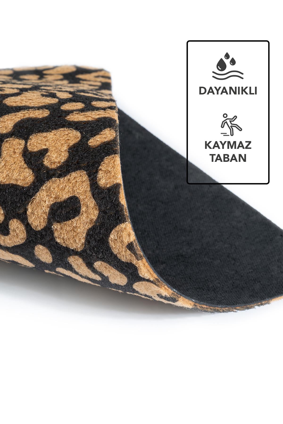 CocoJoy PJ001A Home Leopar Desenli Kalın Kaymaz Taban Nem Alıcı Şık Tasarım Kapı Önü Paspası