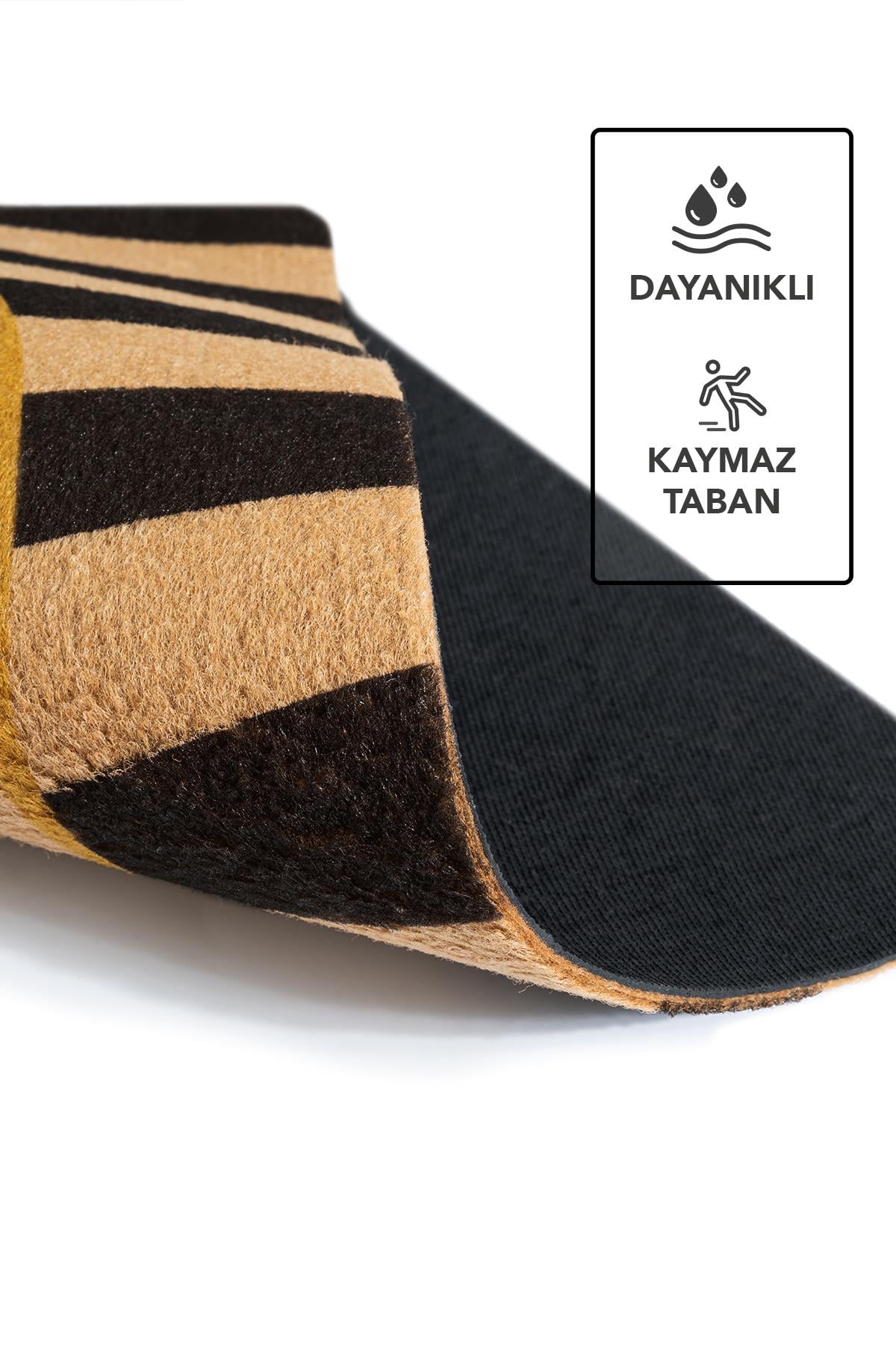 CocoJoy PJ002A Welcome Desenli Çizgili Kalın Kaymaz Taban Nem Alıcı Şık Tasarım Kapı Önü Paspası