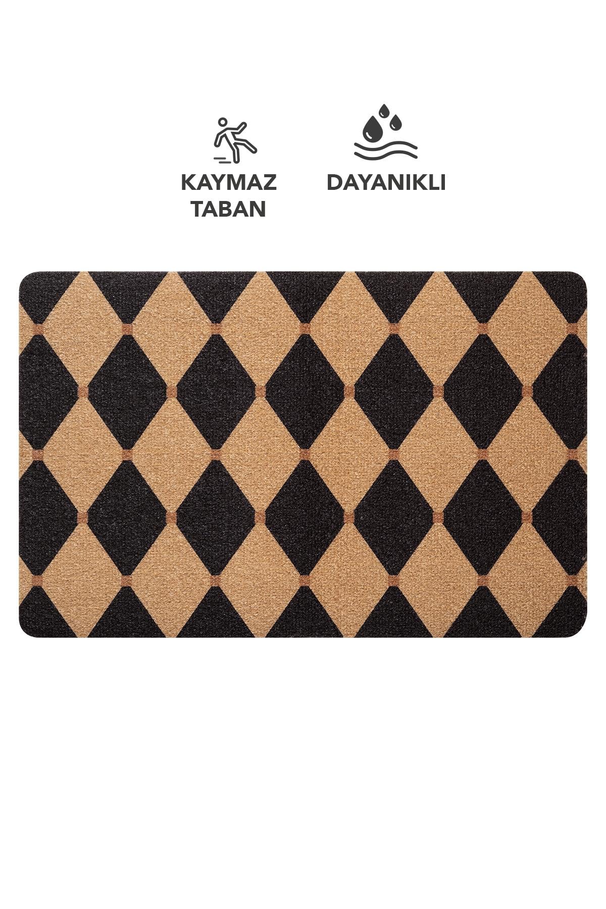 CocoJoy PJ003A Baklava Desenli Kalın Kaymaz Taban Nem Alıcı Şık Tasarım Kapı Önü Paspası