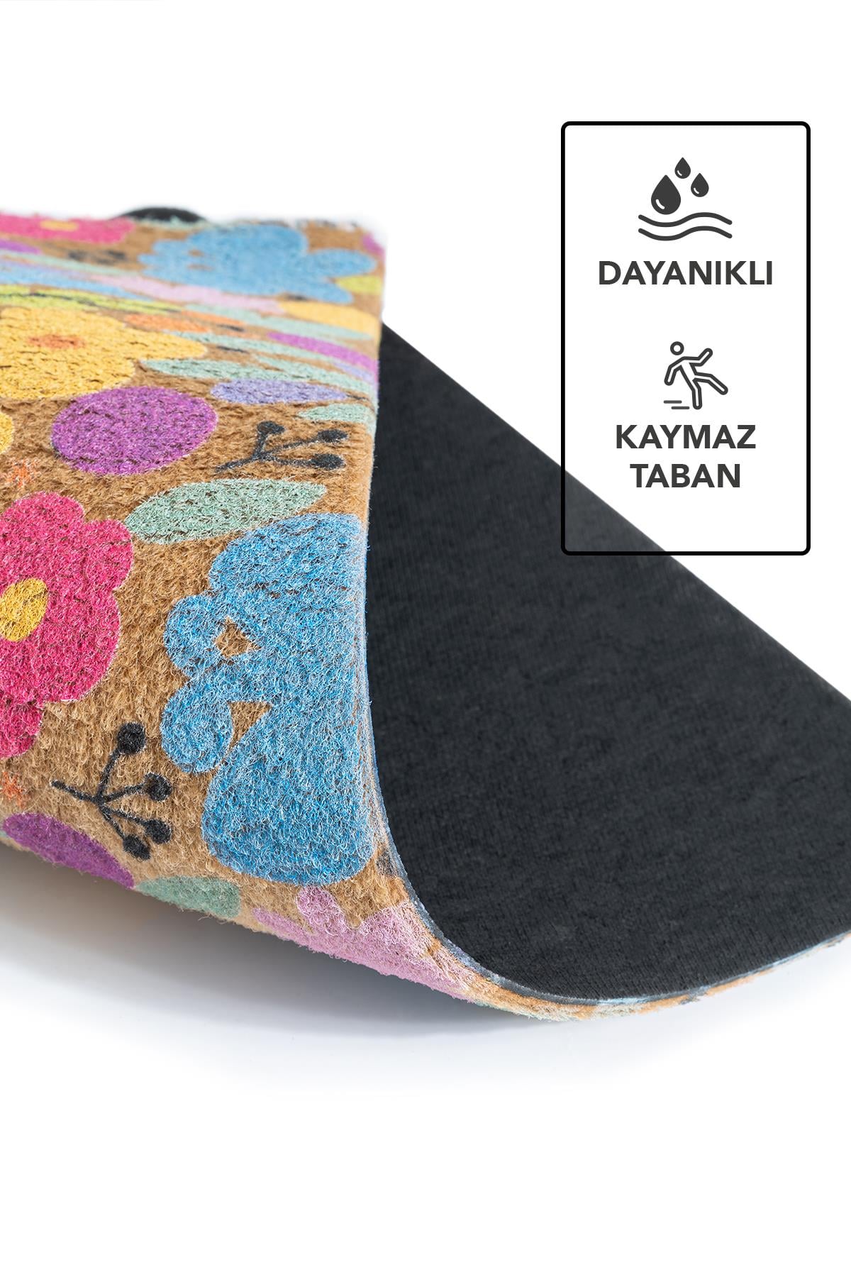 CocoJoy PJ007A Home Çiçek Desenli Kalın Kaymaz Taban Nem Alıcı Şık Tasarım Kapı Önü Paspası
