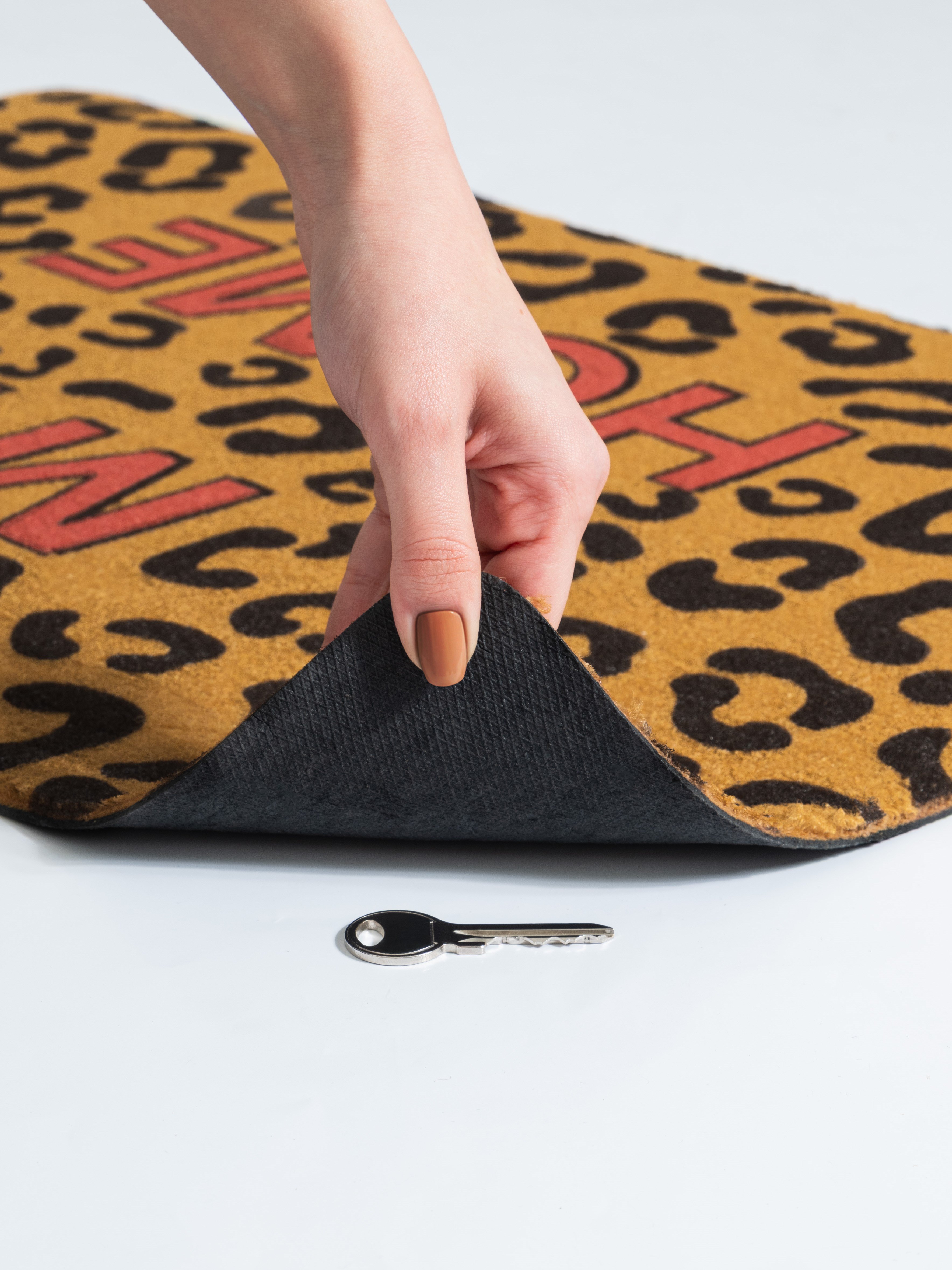 CocoJoy PJ010A Leopar My Home Desenli Kalın Kaymaz Taban Nem Alıcı Şık Tasarım Kapı Önü Paspası