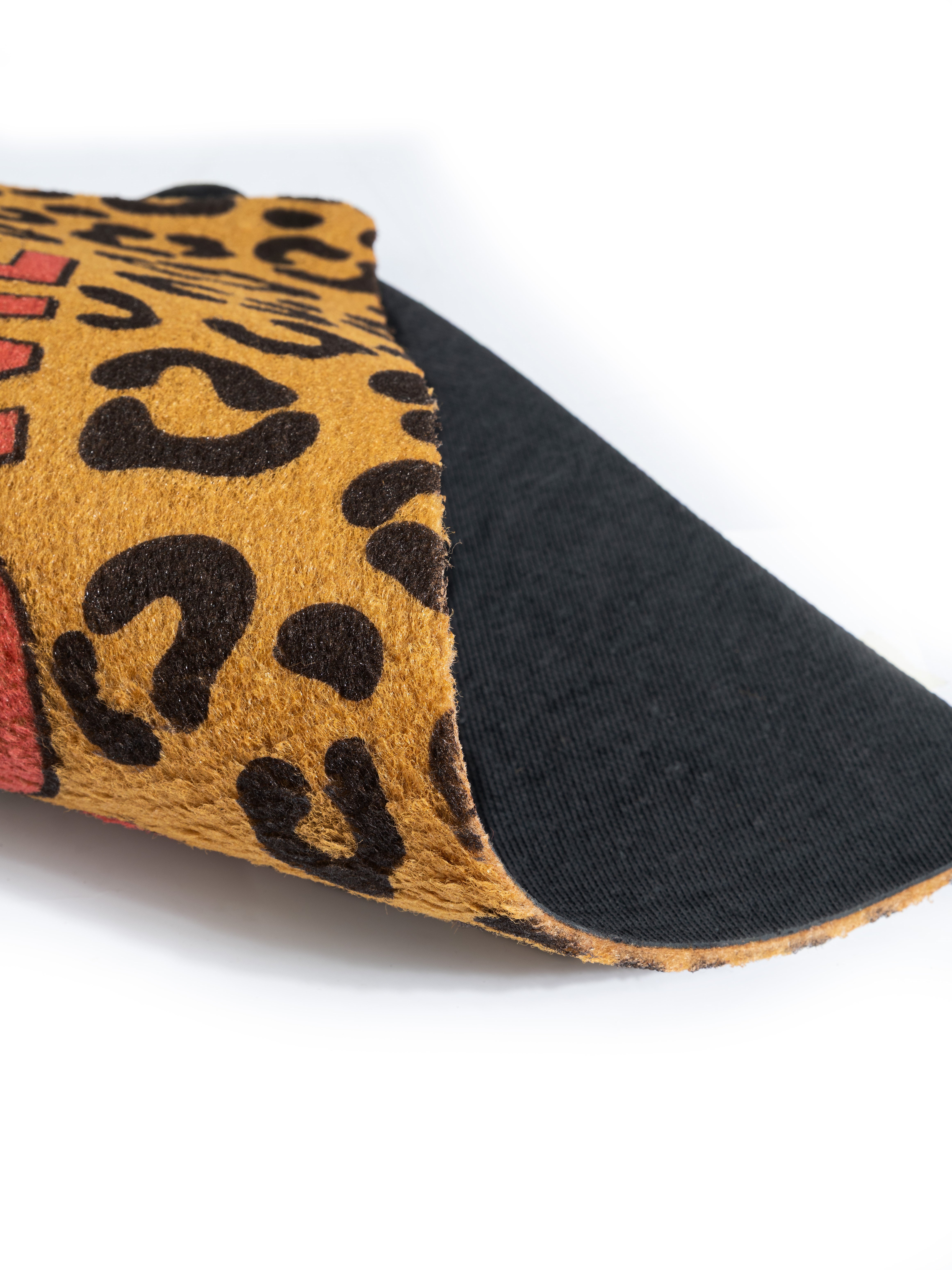 CocoJoy PJ010A Leopar My Home Desenli Kalın Kaymaz Taban Nem Alıcı Şık Tasarım Kapı Önü Paspası