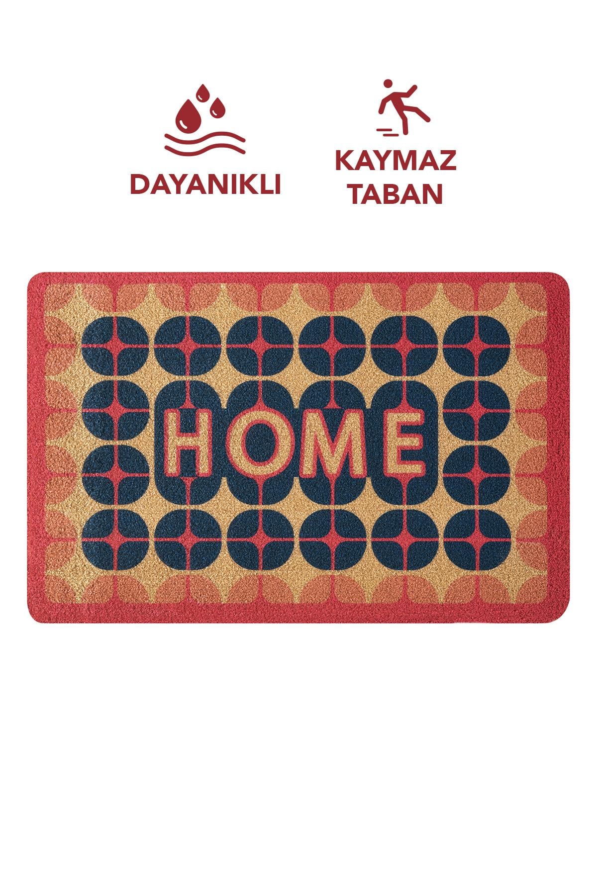 Cocojoy PJ012A Home Desenli Kalın Kaymaz Taban Nem Alıcı Şık Tasarım Kapı Önü Paspası
