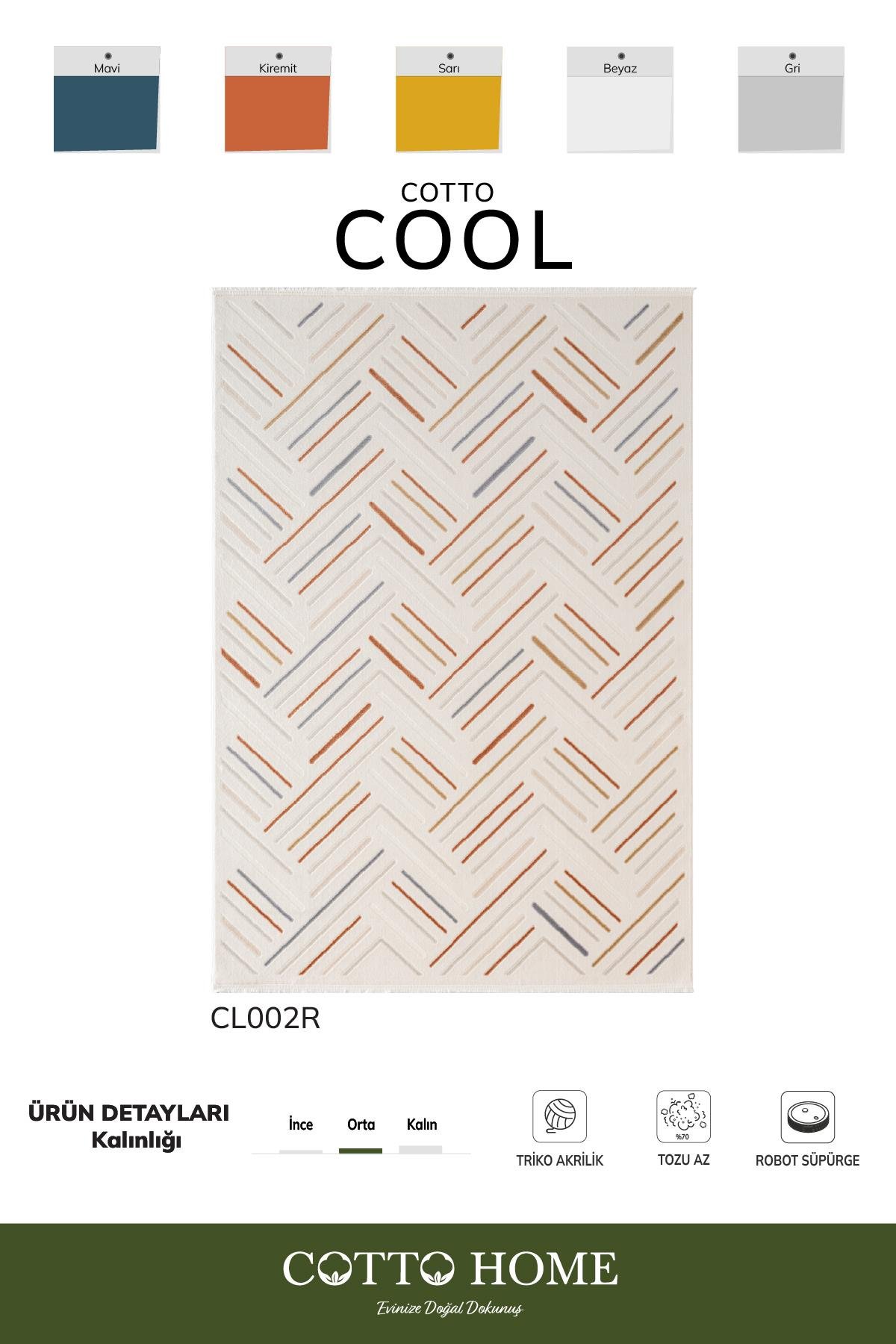 Cotto Cool CL002R Renkli Akrilik Halı Tozu Az Pamuk Tabanlı