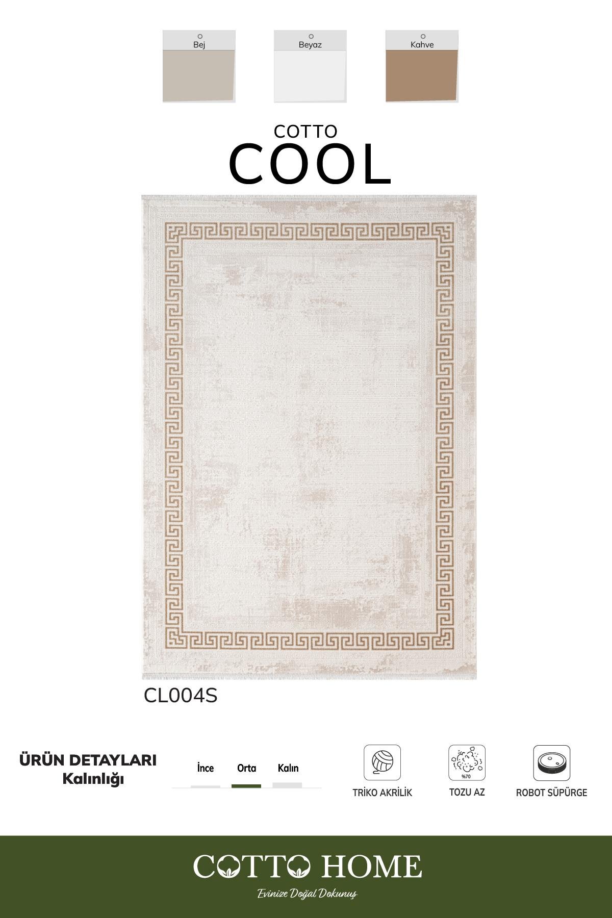 Cotto Cool CL004S Çerçeveli Desen Krem Akrilik Pamuk Tabanlı