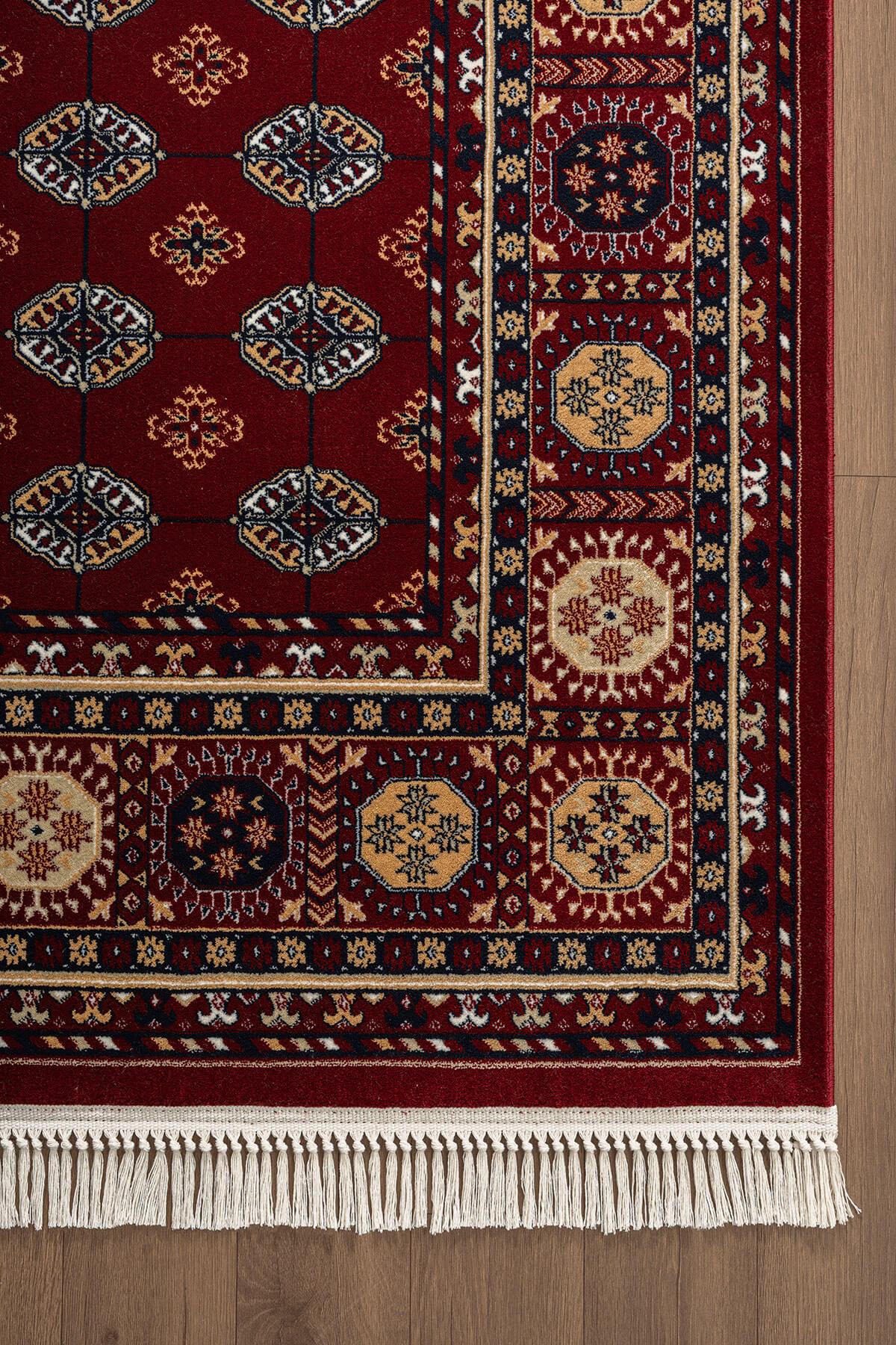 Cotto Home Fesane FN003J Bordo Pamuk Taban Afgan Desenli