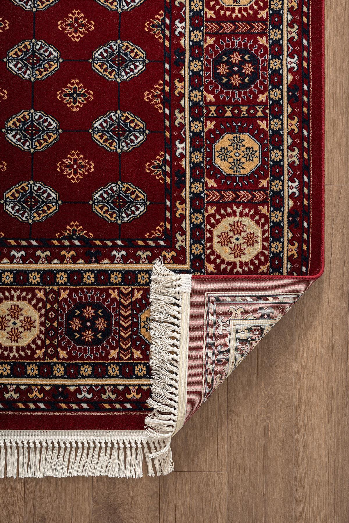 Cotto Home Fesane FN003J Bordo Pamuk Taban Afgan Desenli