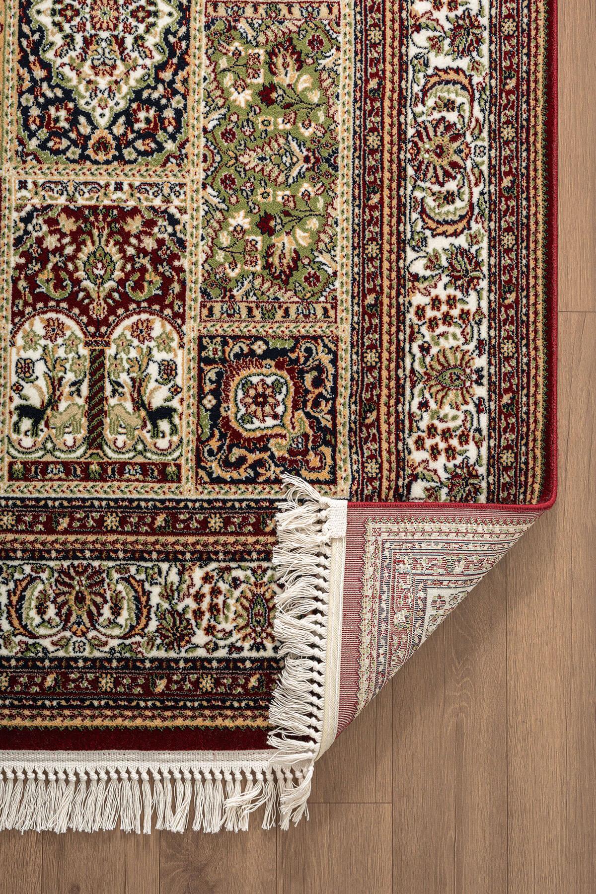 Cotto Home Fesane FN005R Bordo Pamuk Taban Afgan Desenli