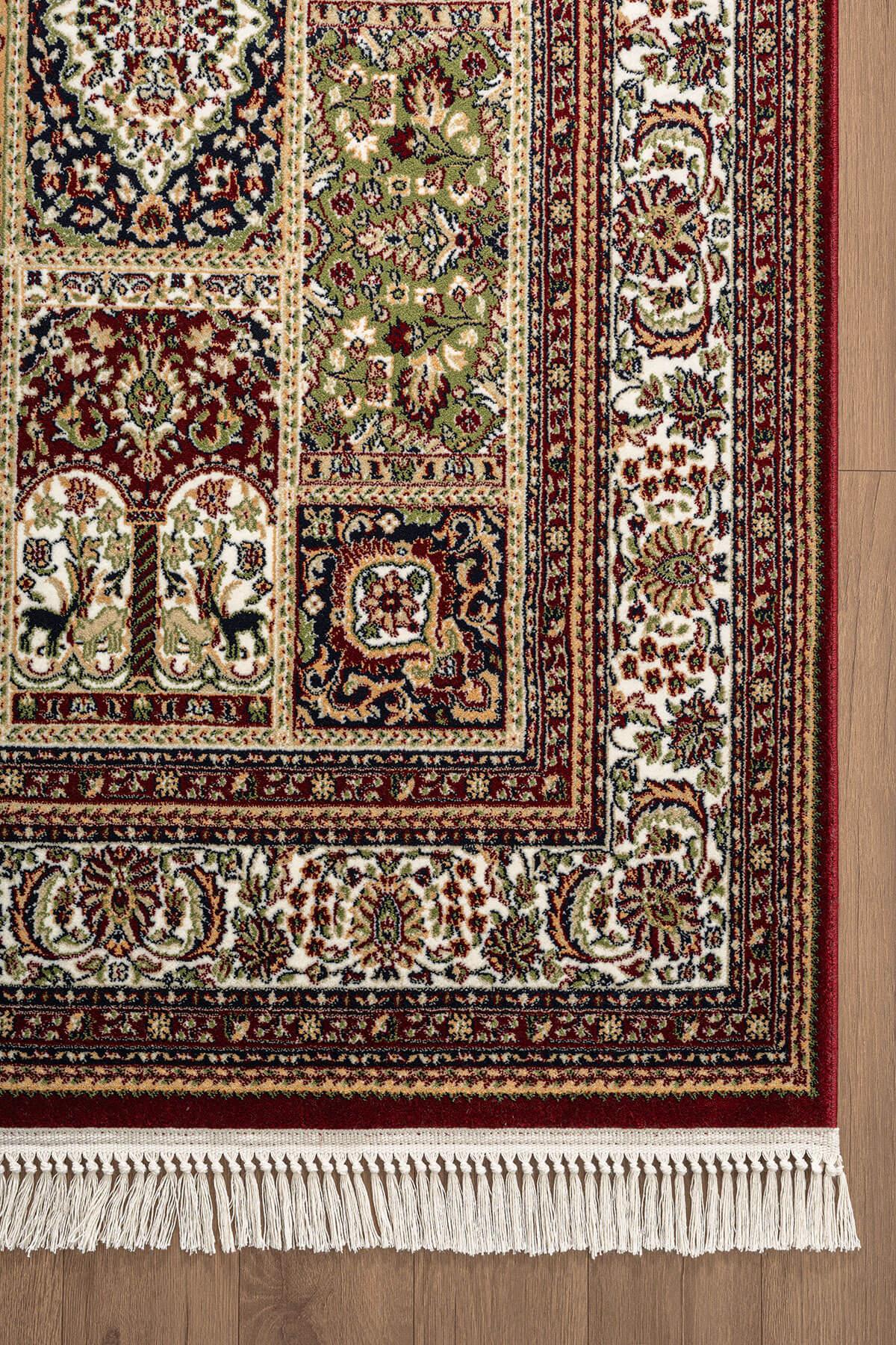 Cotto Home Fesane FN005R Bordo Pamuk Taban Afgan Desenli