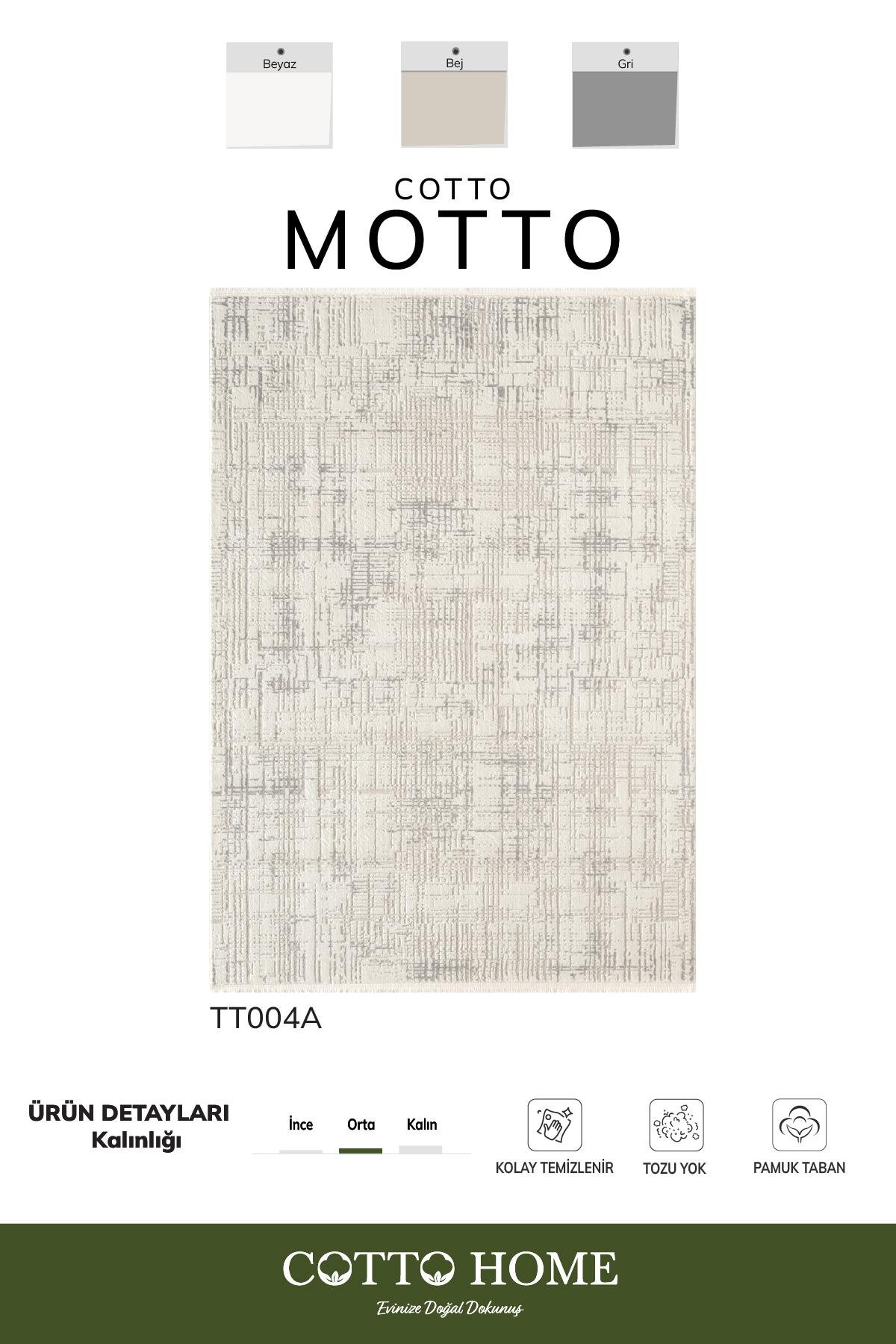 Cotto Motto TT004A Krem Halı Modern Desen Pamuk Taban