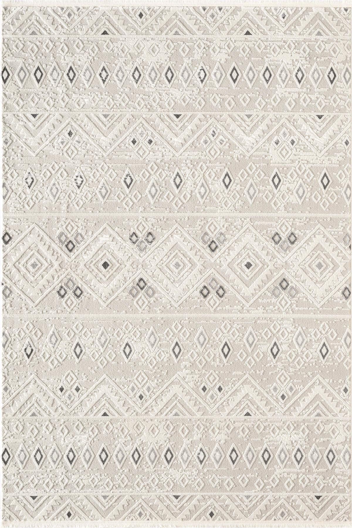 Cotto Motto TT008A Krem Halı Modern Geometrik Desen Pamuk Taban