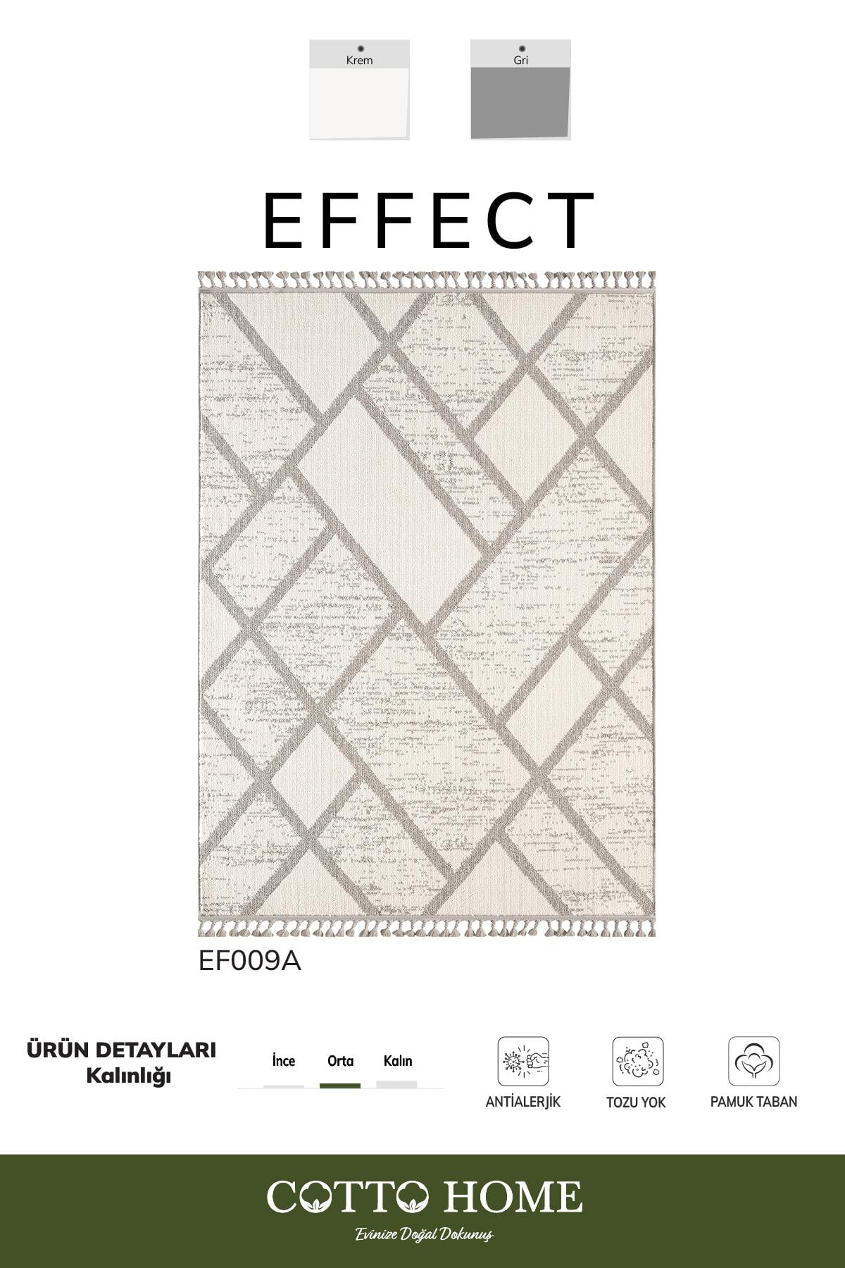 Effect EF009A Gri Halı Geometrik Antialerjik Jüt Taban