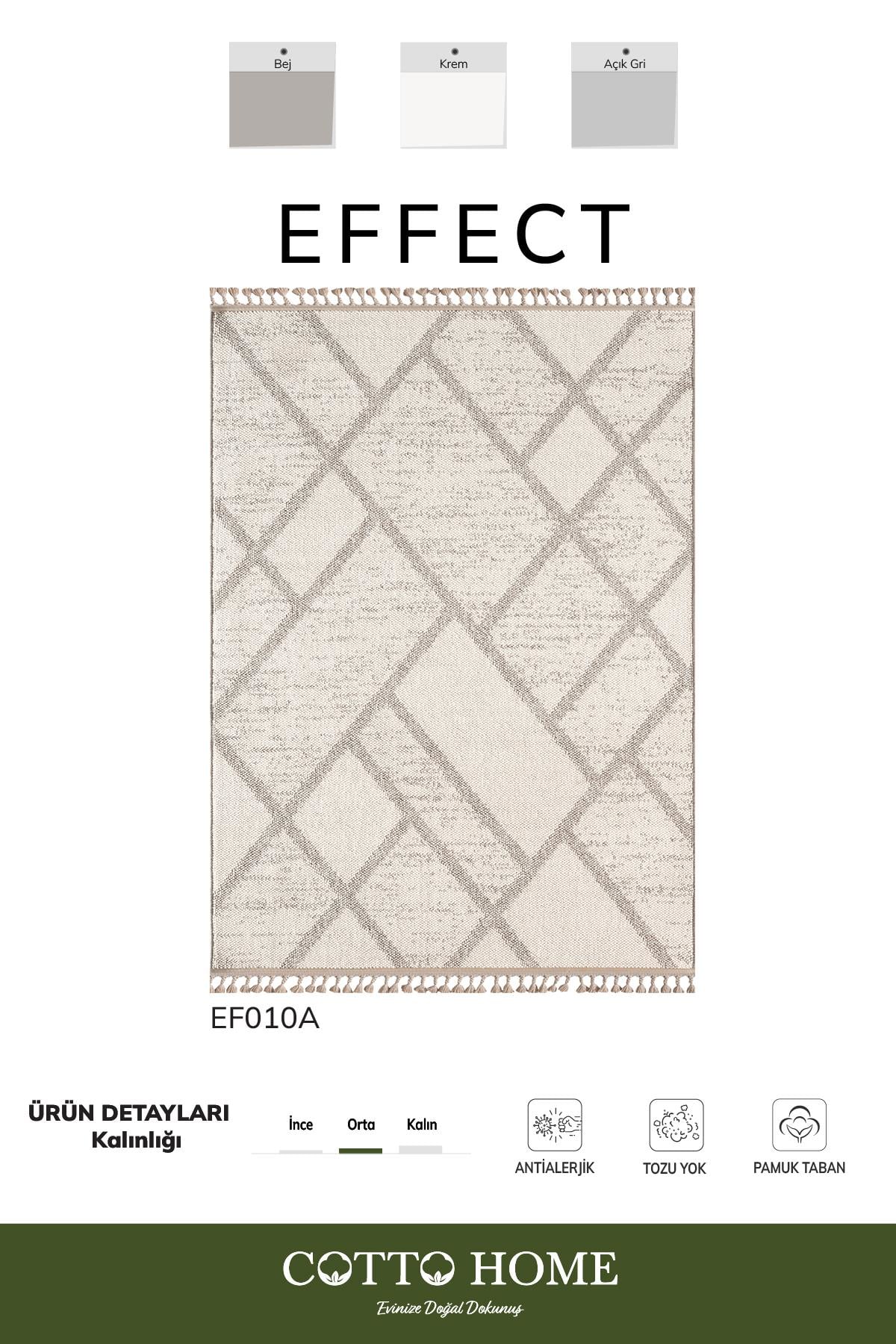 Effect EF010A Bej Halı Geometrik Antialerjik Jüt Taban