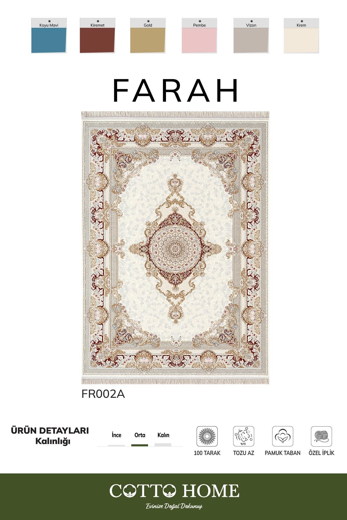 Farah FR002A Renkli Halı Klasik Desen Özel İpli Pamuk Taban