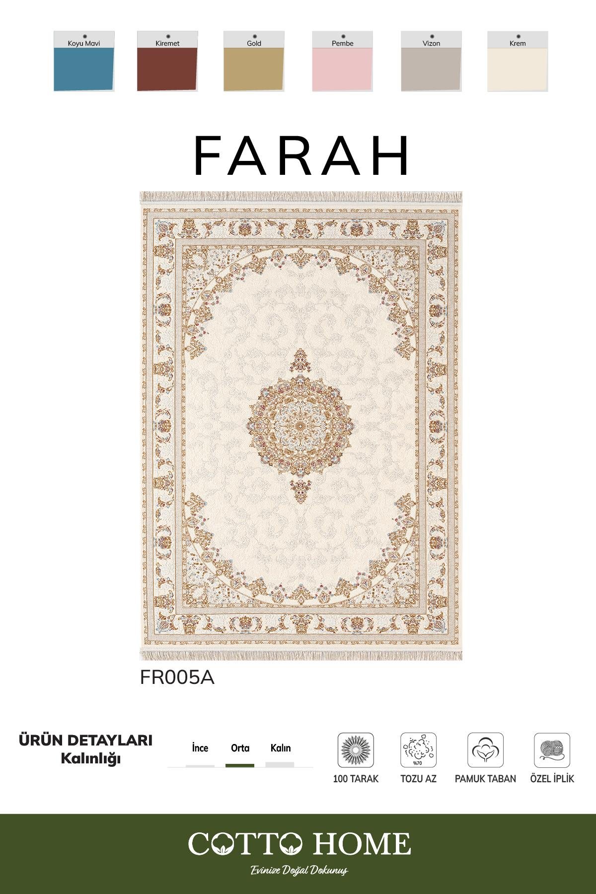 Farah FR005A Renkli Halı Klasik Desen Özel İpli Pamuk Taban
