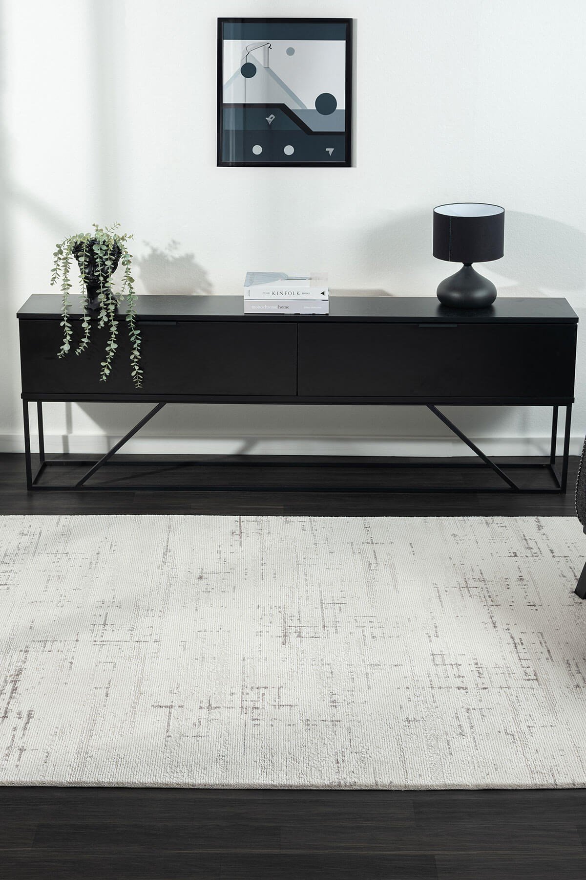 Feel FL004G Krem Halı Modern Desen Akrilik Tozu Az Pamuk Taban
