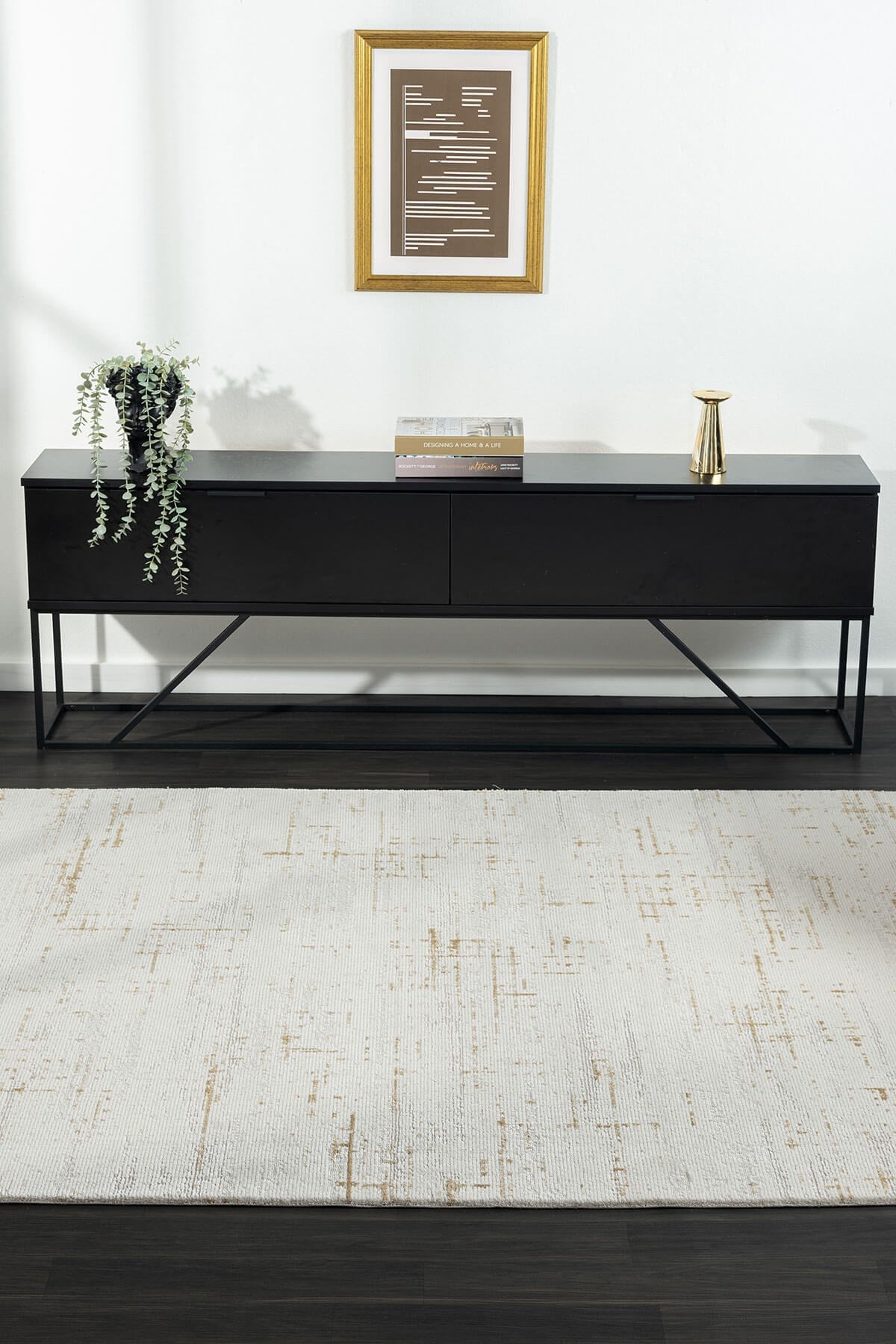 Feel FL004S Krem Halı Modern Desen Akrilik Tozu Az Pamuk Taban