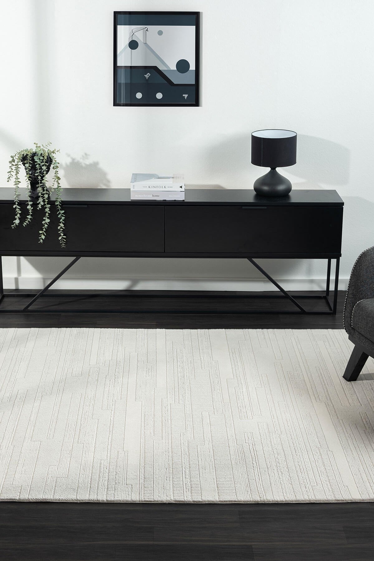 Feel FL005A Beyaz Halı Modern Desen Akrilik Tozu Az Pamuk Taban
