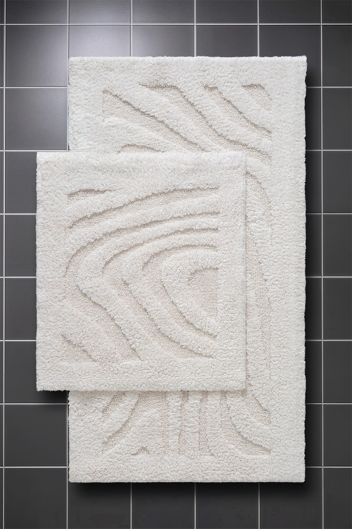 Lilly 2'li Krem Pamuk Banyo Paspas Seti Yıkanabilir 60x100 + 60x50cm, LL003W