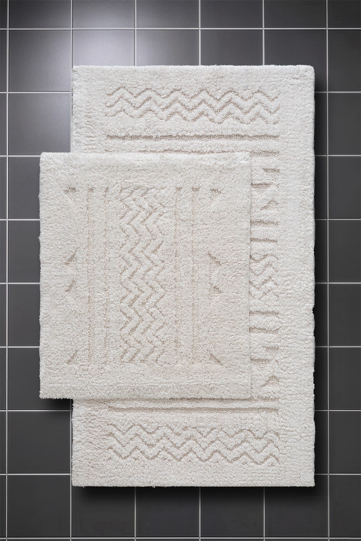 Lilly 2'li Krem Pamuk Banyo Paspas Seti Yıkanabilir 60x100 + 60x50cm, LL007W