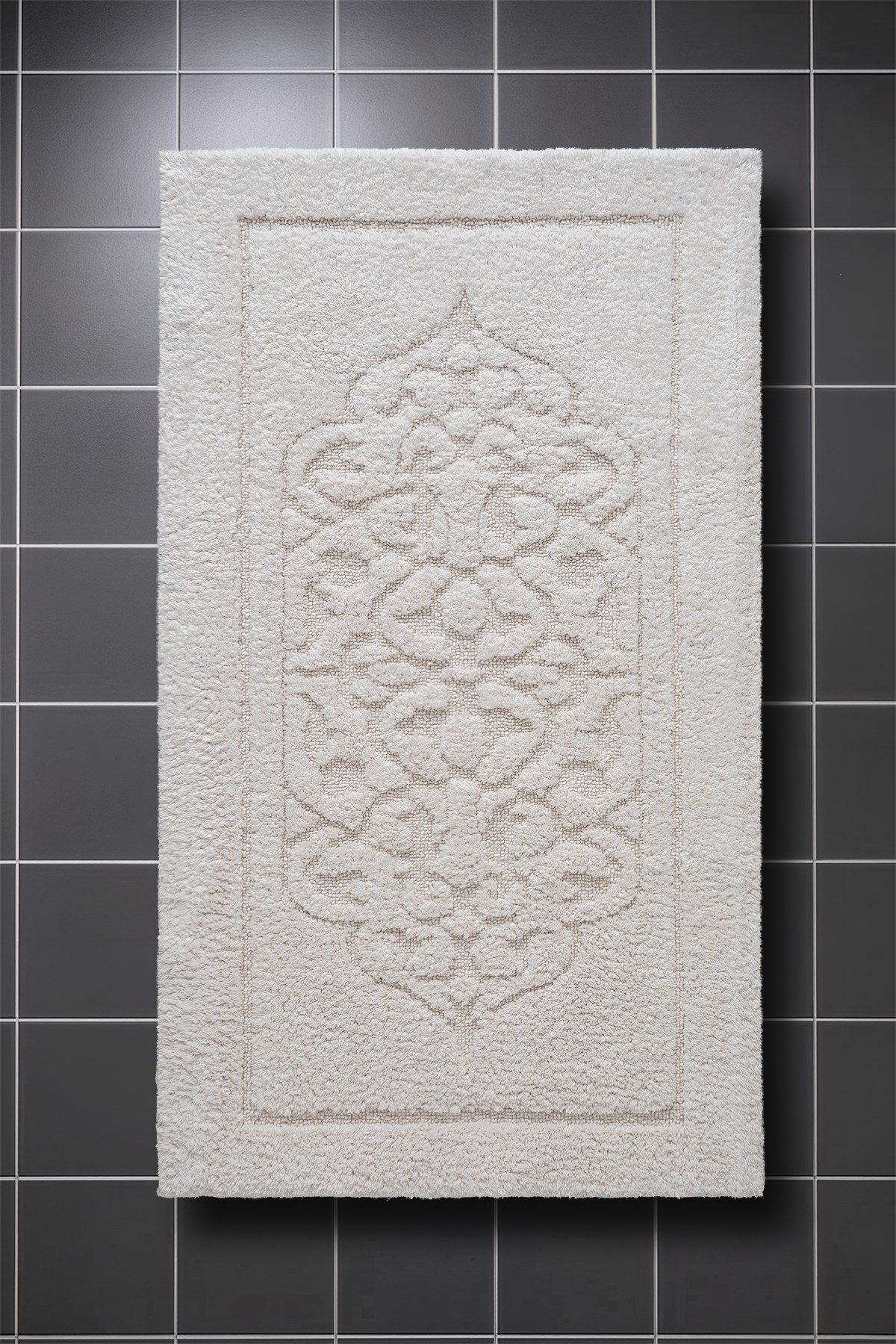Lilly 2'li Krem Pamuk Banyo Paspas Seti Yıkanabilir 60x100 + 60x50cm, LL001W