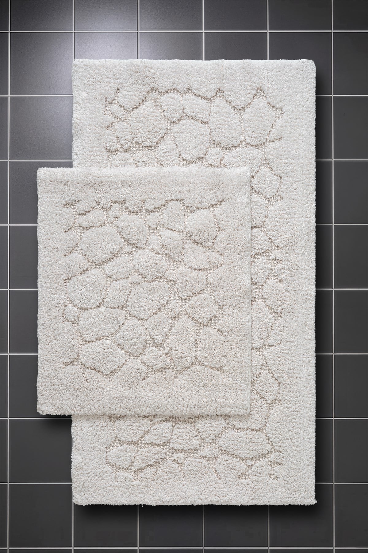 Lilly 2'li Krem Pamuk Banyo Paspas Seti Yıkanabilir 60x100 + 60x50cm, LL002W