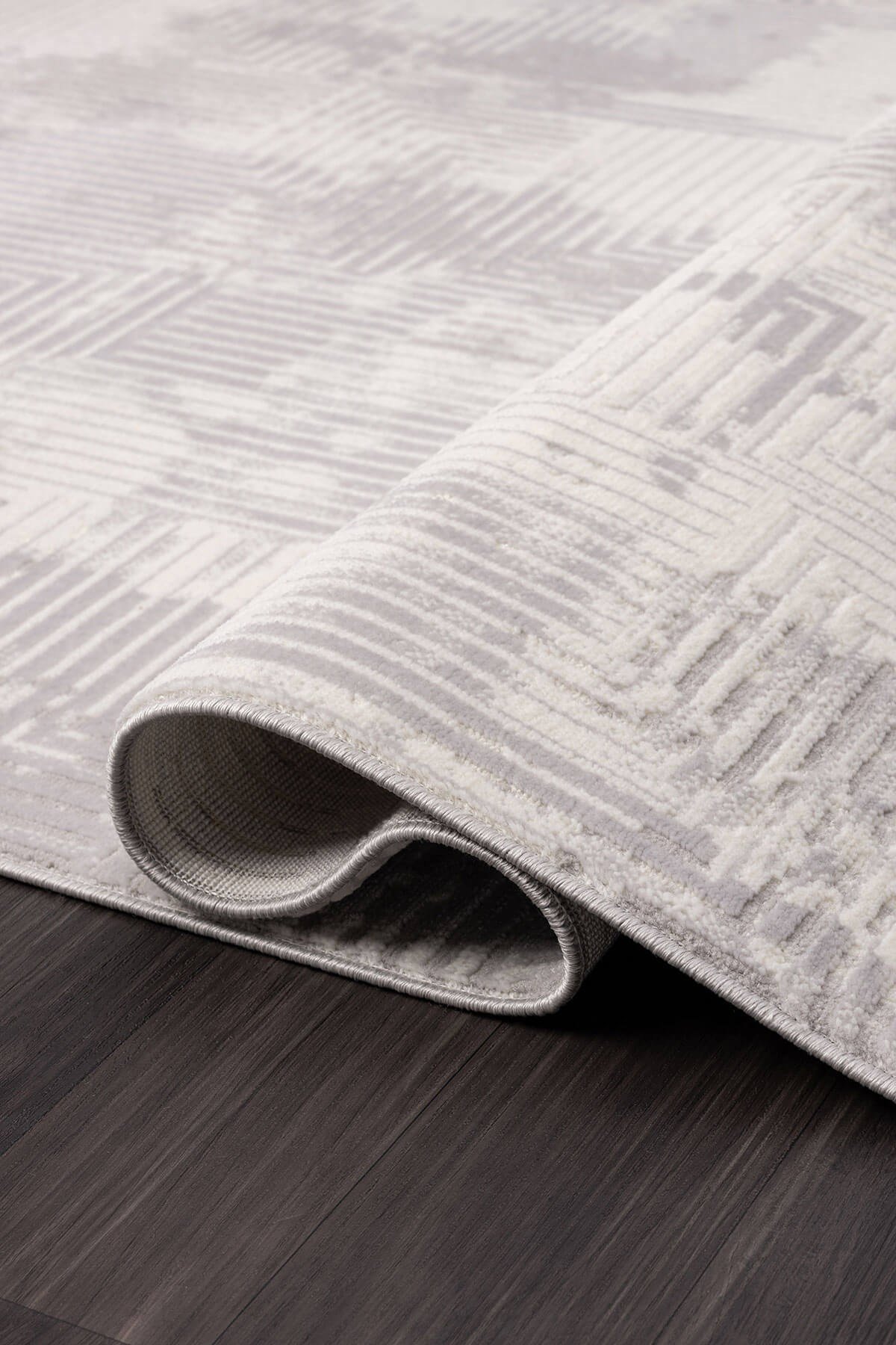 Loya LY002G Gri Halı Modern Desen Tozu Yok Pamuk Taban Salon Halısı Yatak Odası Koridor