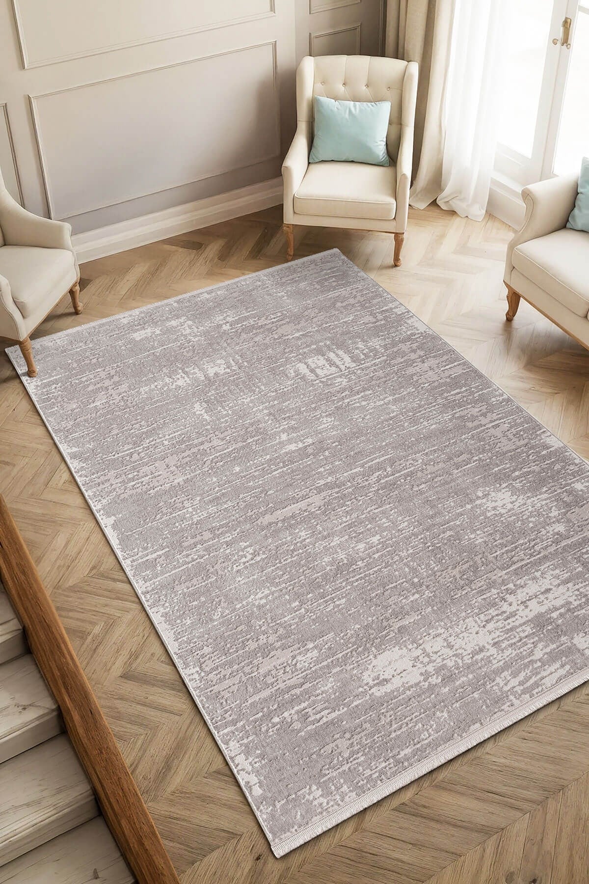 Loya LY008A Vizon Halı Modern Desenli Pamuk Taban Salon Halısı Yatak Odası Koridor