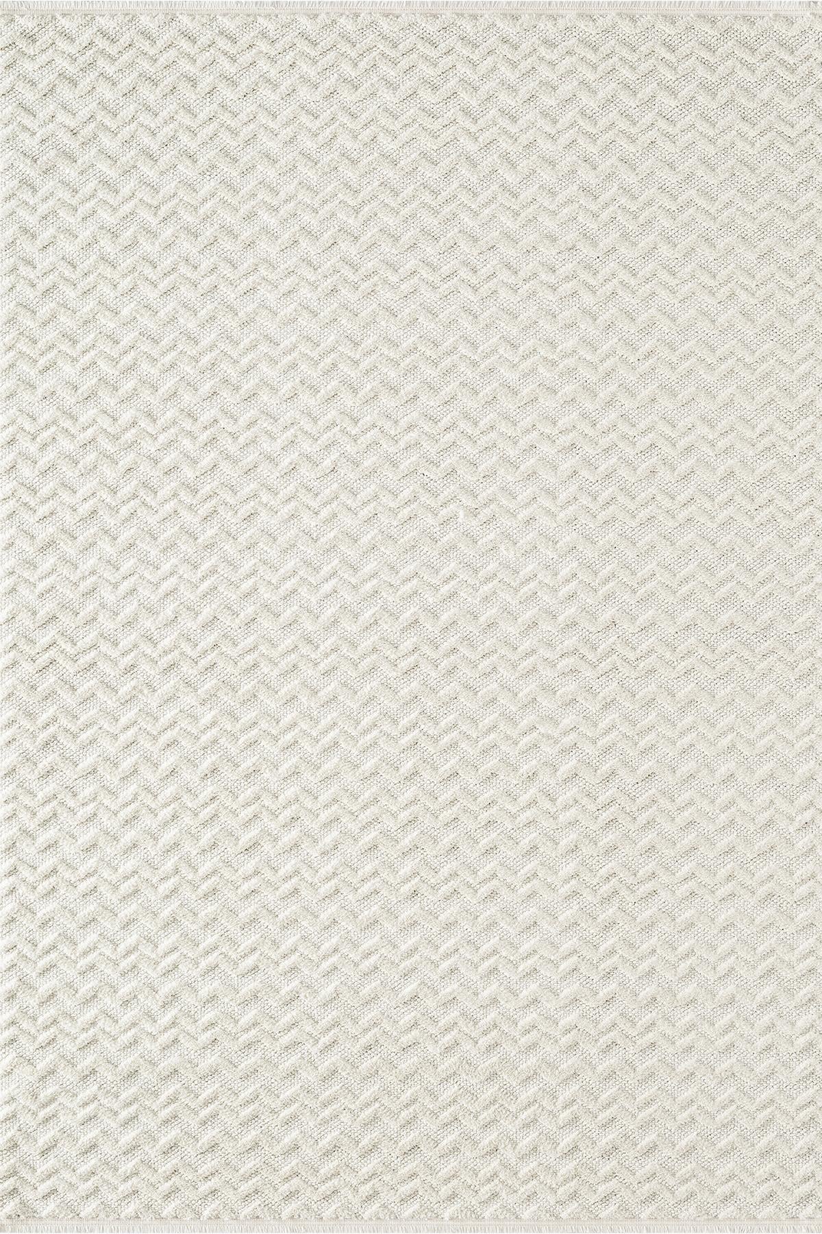 Lumos CT018A Beyaz Halı Sisal Bukle Dekoratif Kabartmalı Halı Tozsuz Salon Mutfak Halısı Koridor