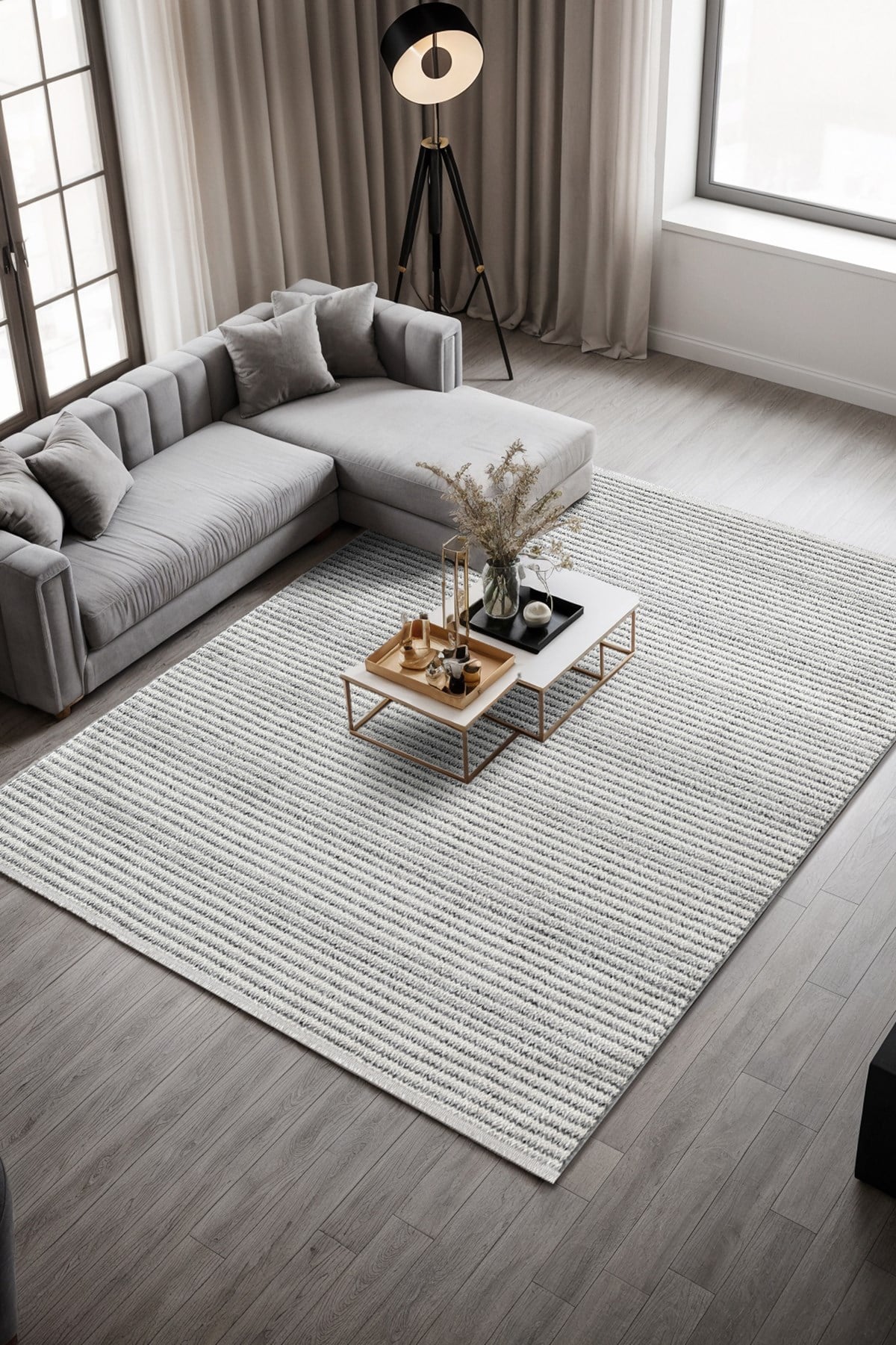 Lumos CT019A Bej Halı Sisal Bukle Dekoratif Kabartmalı Halı Tozsuz Salon Mutfak Halısı Koridor